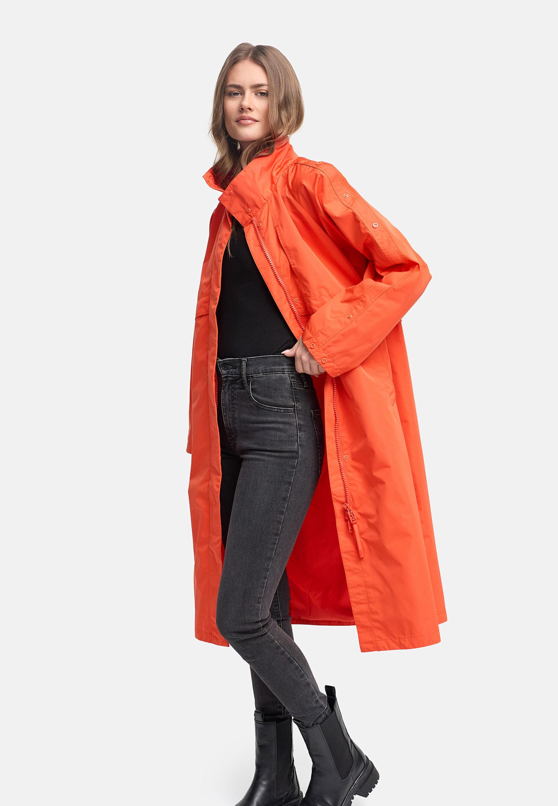 Wasserdichter, oversized Parka mit krempelbaren Ärmeln "Zenblüte 14" Spicy Orange