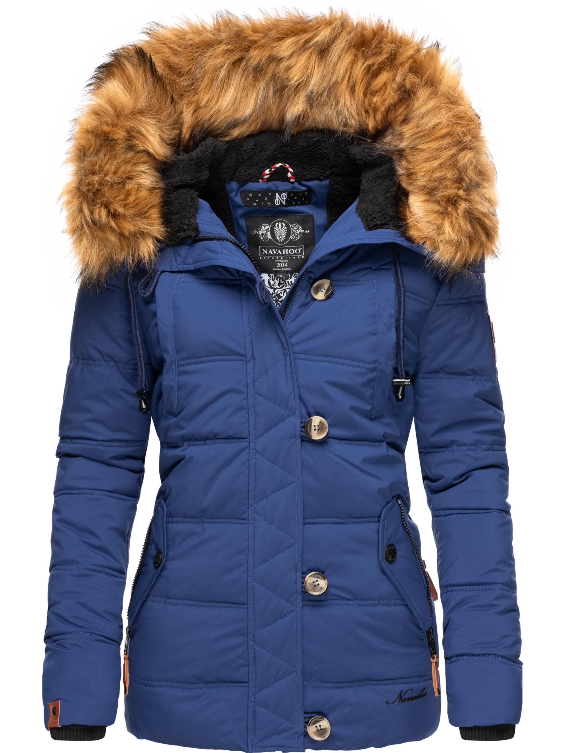 Winter Steppjacke mit abnehmbarem Kunstfell "Zoja" Blau