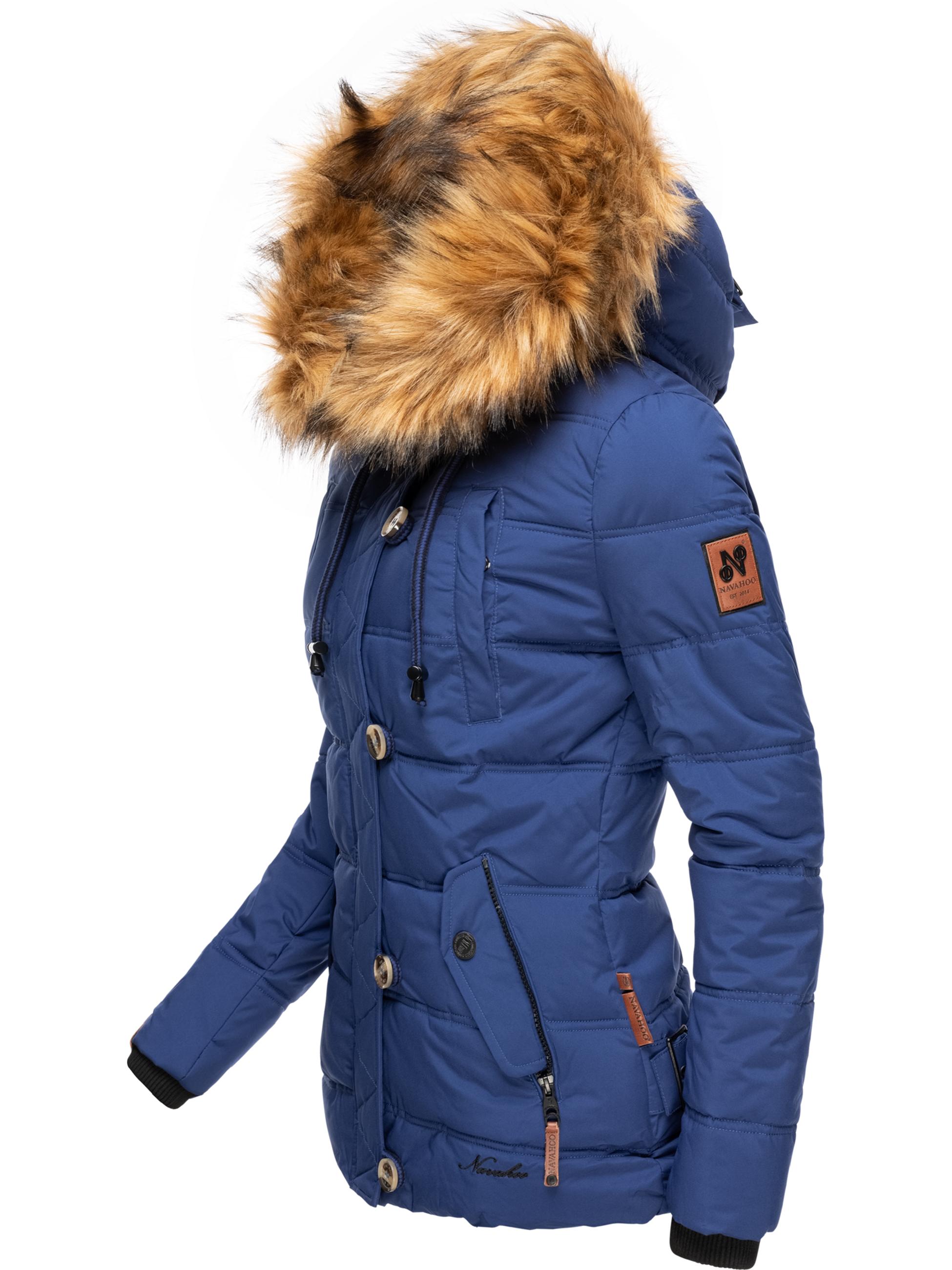 Winter Steppjacke mit abnehmbarem Kunstfell "Zoja" Blau