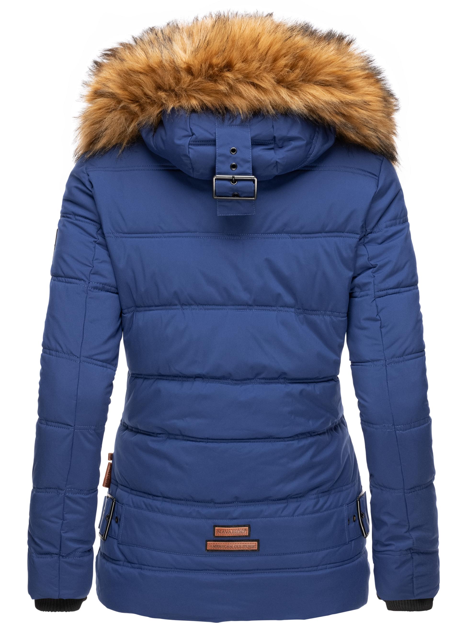 Winter Steppjacke mit abnehmbarem Kunstfell "Zoja" Blau