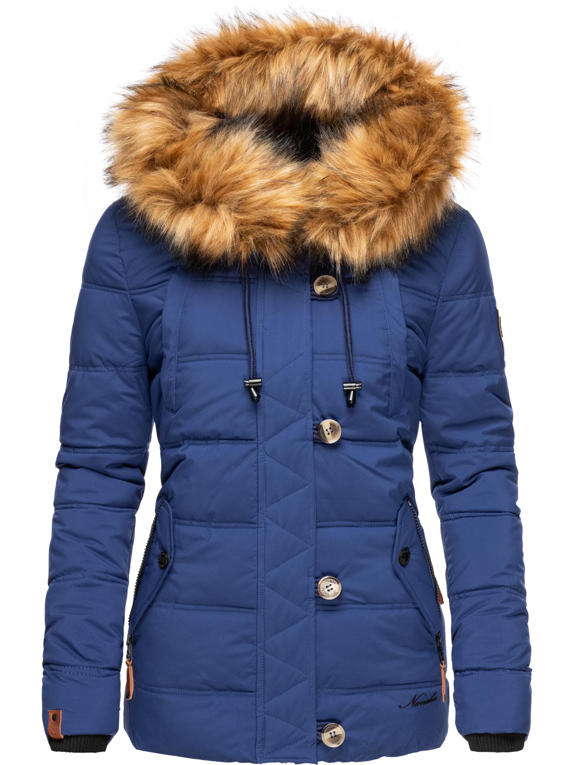 Winter Steppjacke mit abnehmbarem Kunstfell "Zoja" Blau