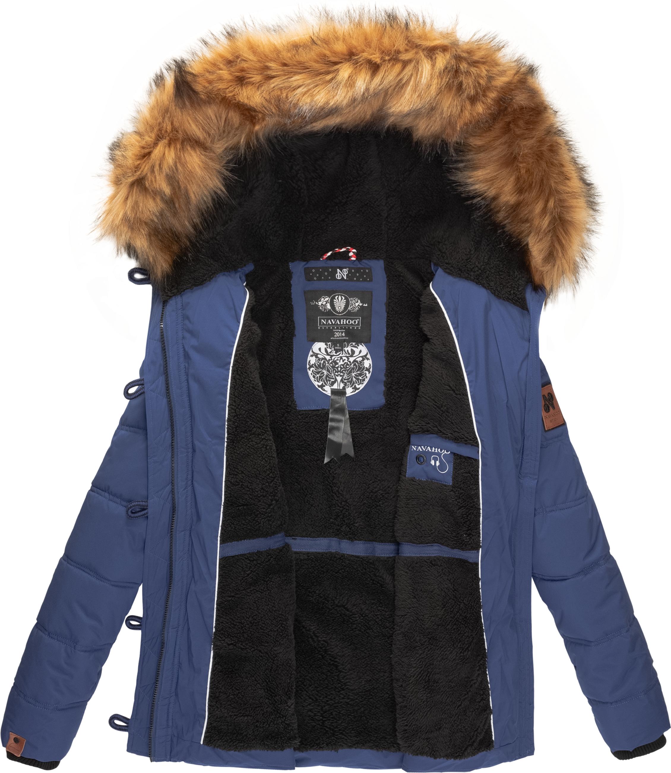 Winter Steppjacke mit abnehmbarem Kunstfell "Zoja" Blau