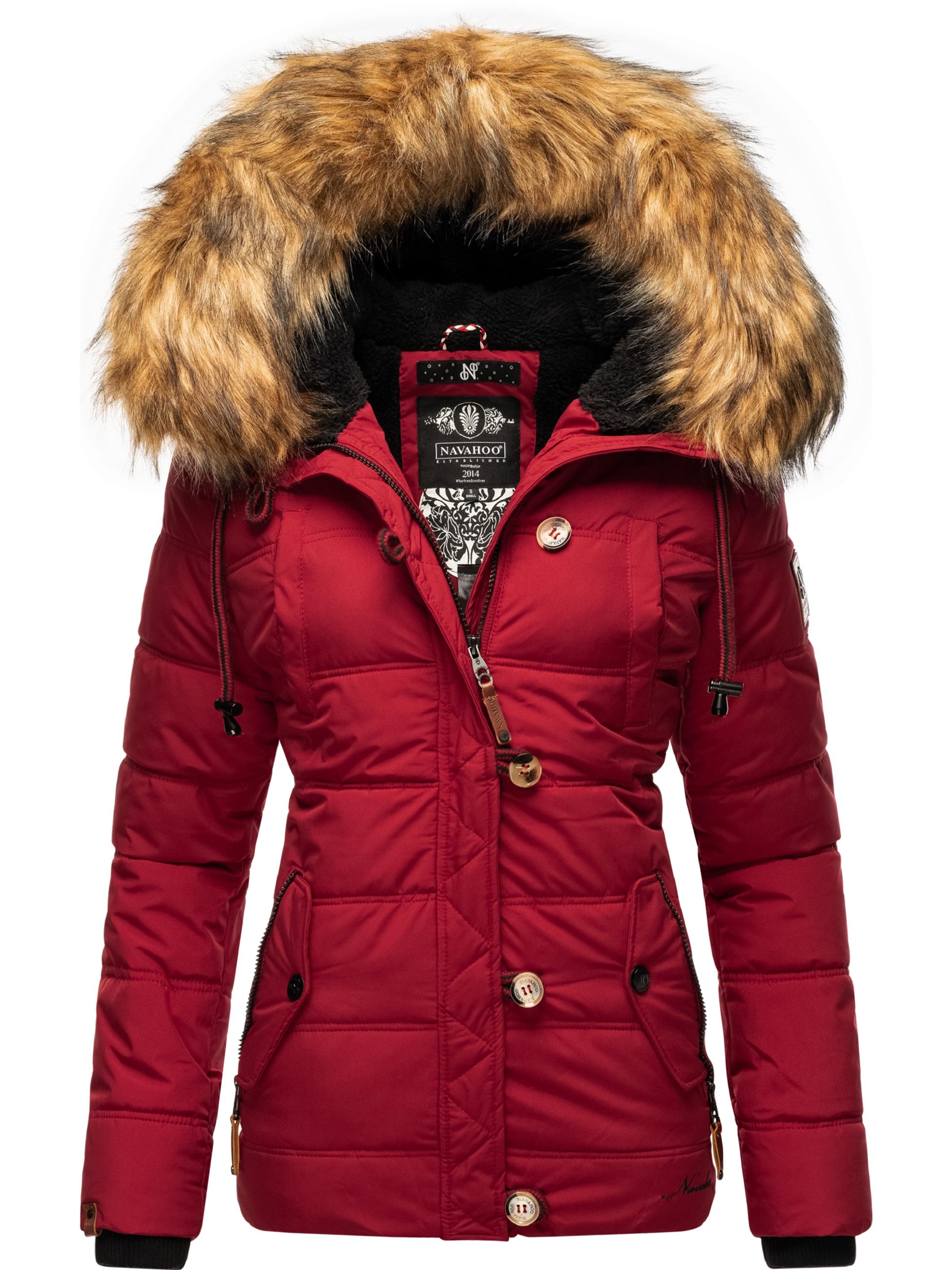 Winter Steppjacke mit abnehmbarem Kunstfell "Zoja" Blood Red