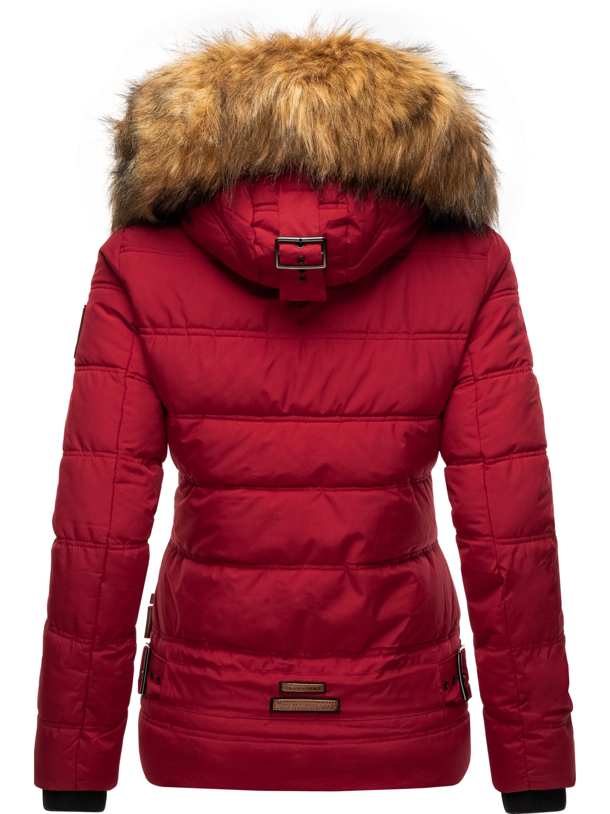 Winter Steppjacke mit abnehmbarem Kunstfell "Zoja" Blood Red