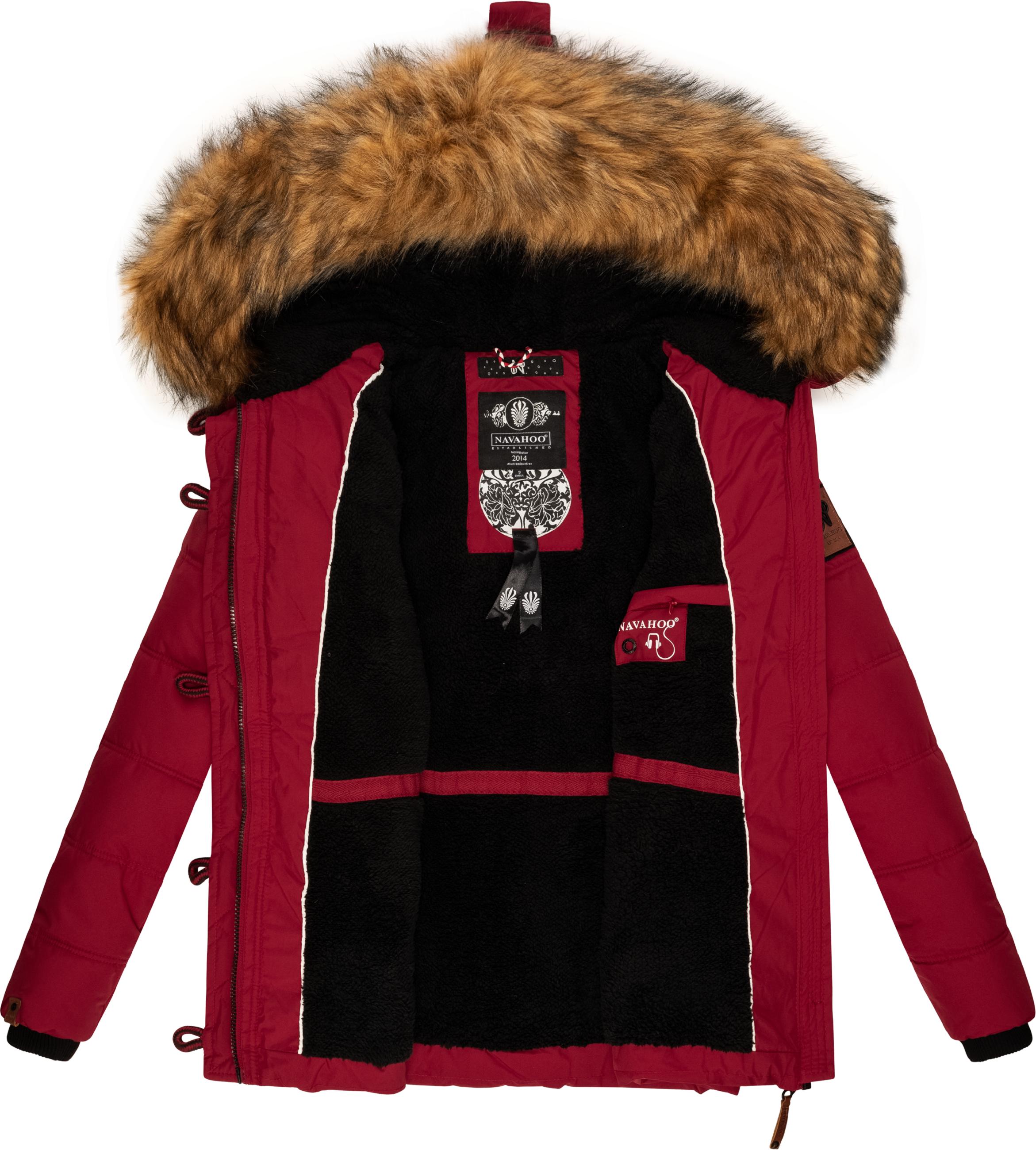 Winter Steppjacke mit abnehmbarem Kunstfell "Zoja" Blood Red