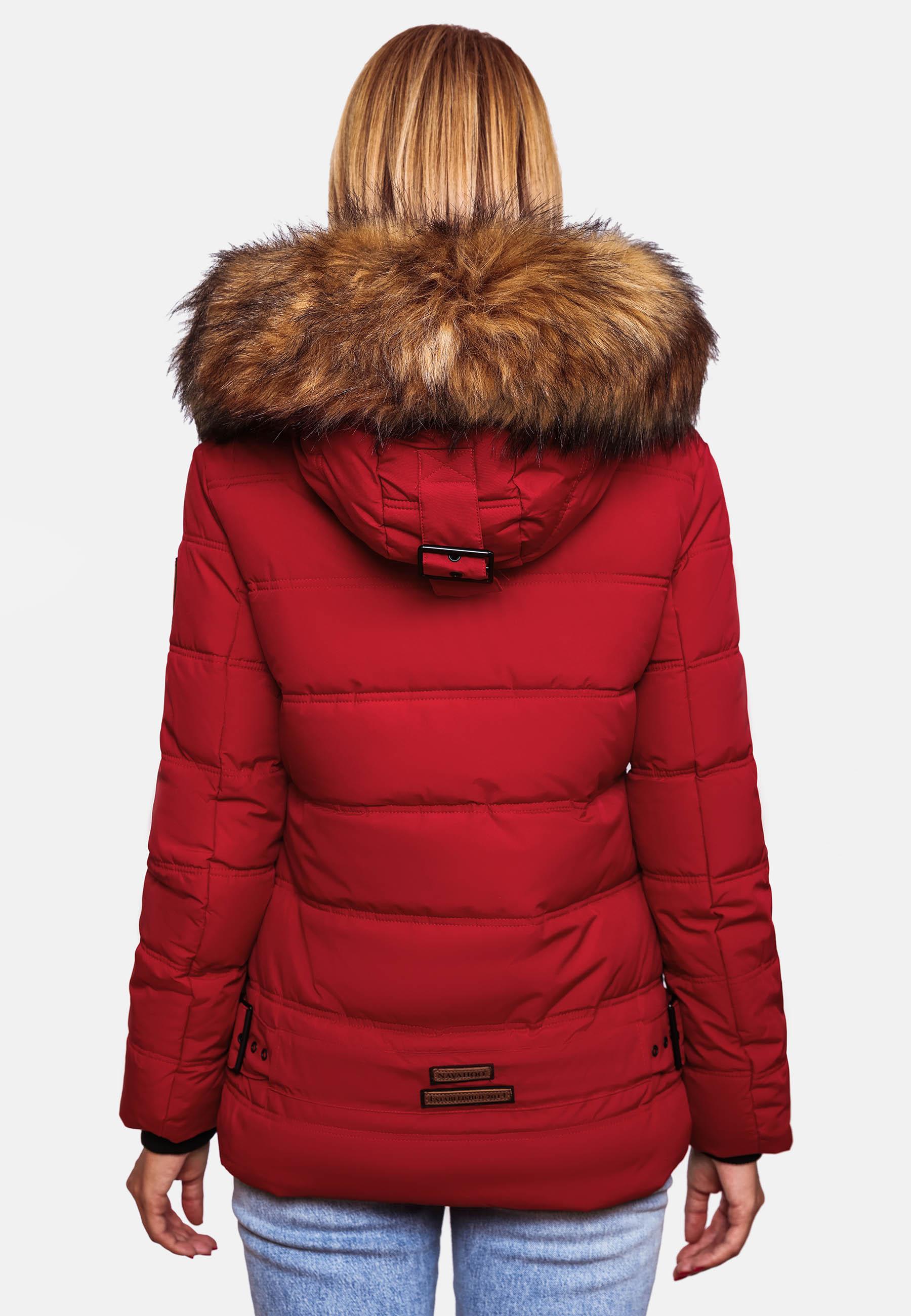 Winter Steppjacke mit abnehmbarem Kunstfell "Zoja" Blood Red