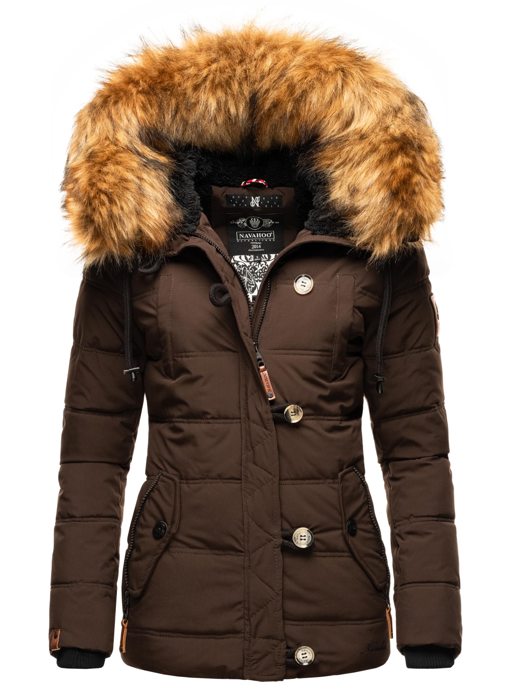 Winter Steppjacke mit abnehmbarem Kunstfell "Zoja" Chocolate