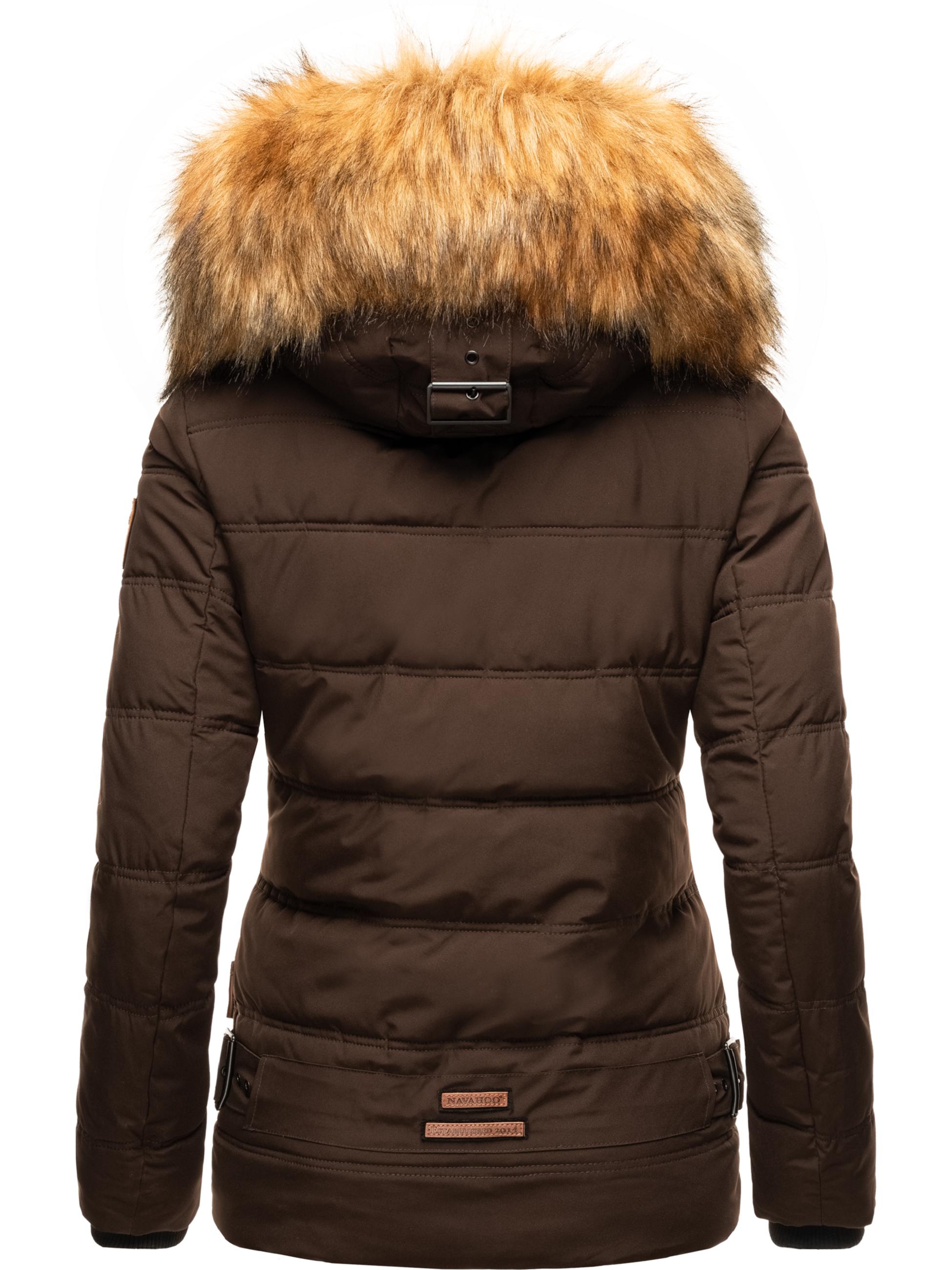 Winter Steppjacke mit abnehmbarem Kunstfell "Zoja" Chocolate