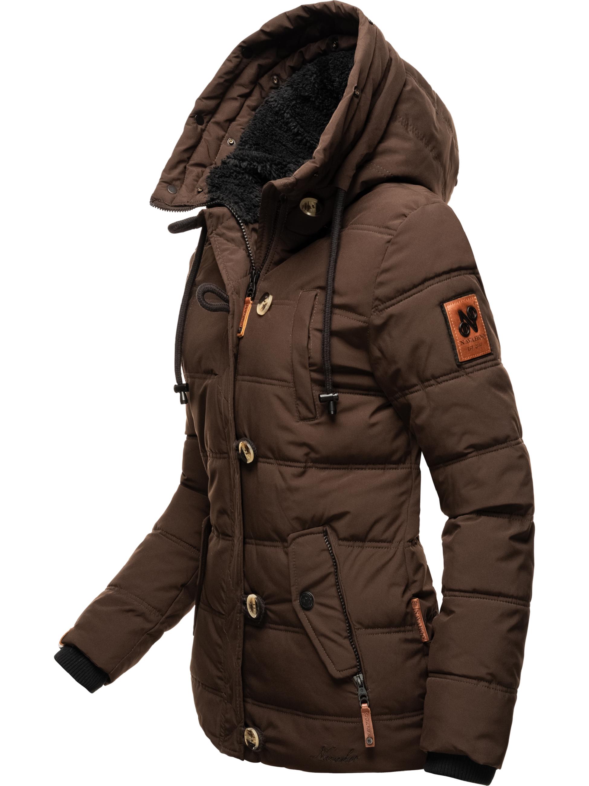 Winter Steppjacke mit abnehmbarem Kunstfell "Zoja" Chocolate