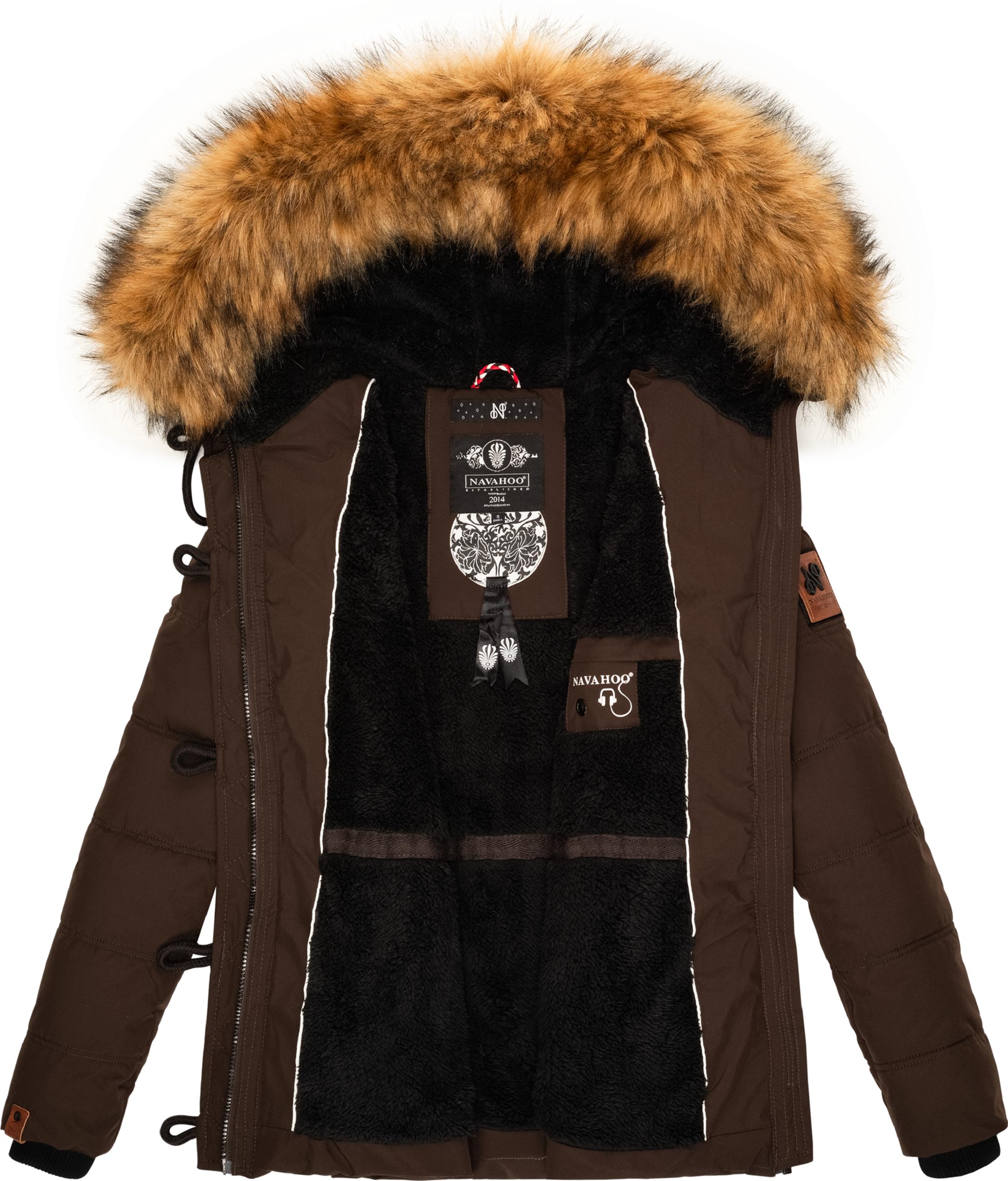 Winter Steppjacke mit abnehmbarem Kunstfell "Zoja" Chocolate