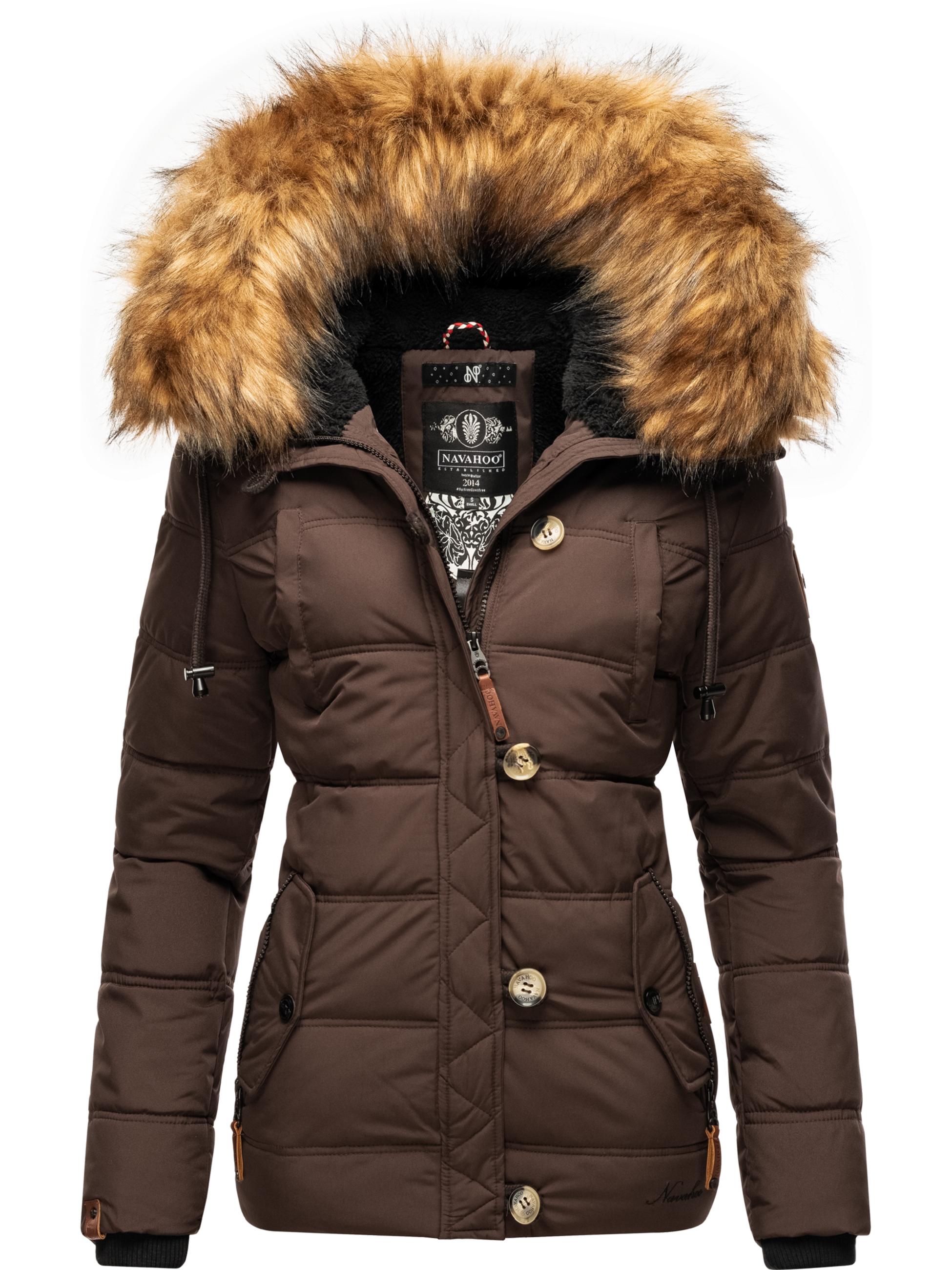 Winter Steppjacke mit abnehmbarem Kunstfell "Zoja" Dark Choco