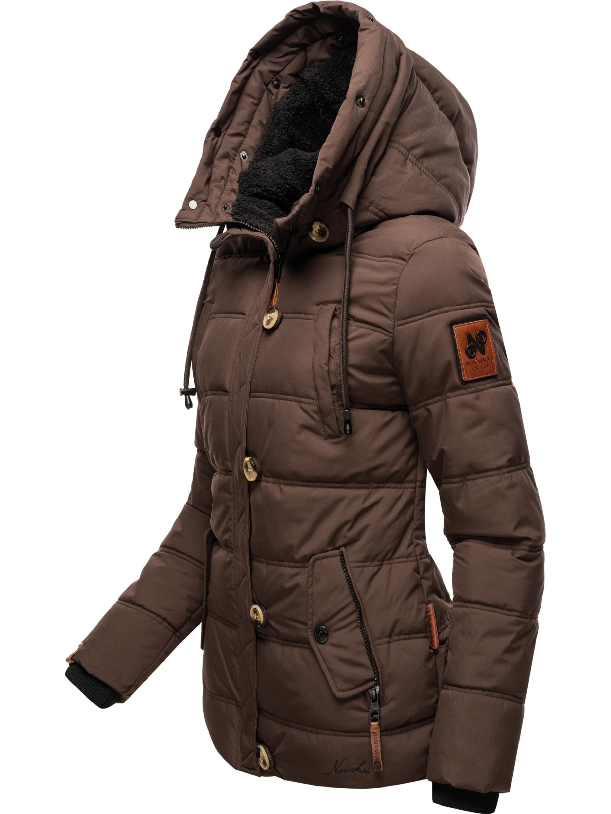 Winter Steppjacke mit abnehmbarem Kunstfell "Zoja" Dark Choco