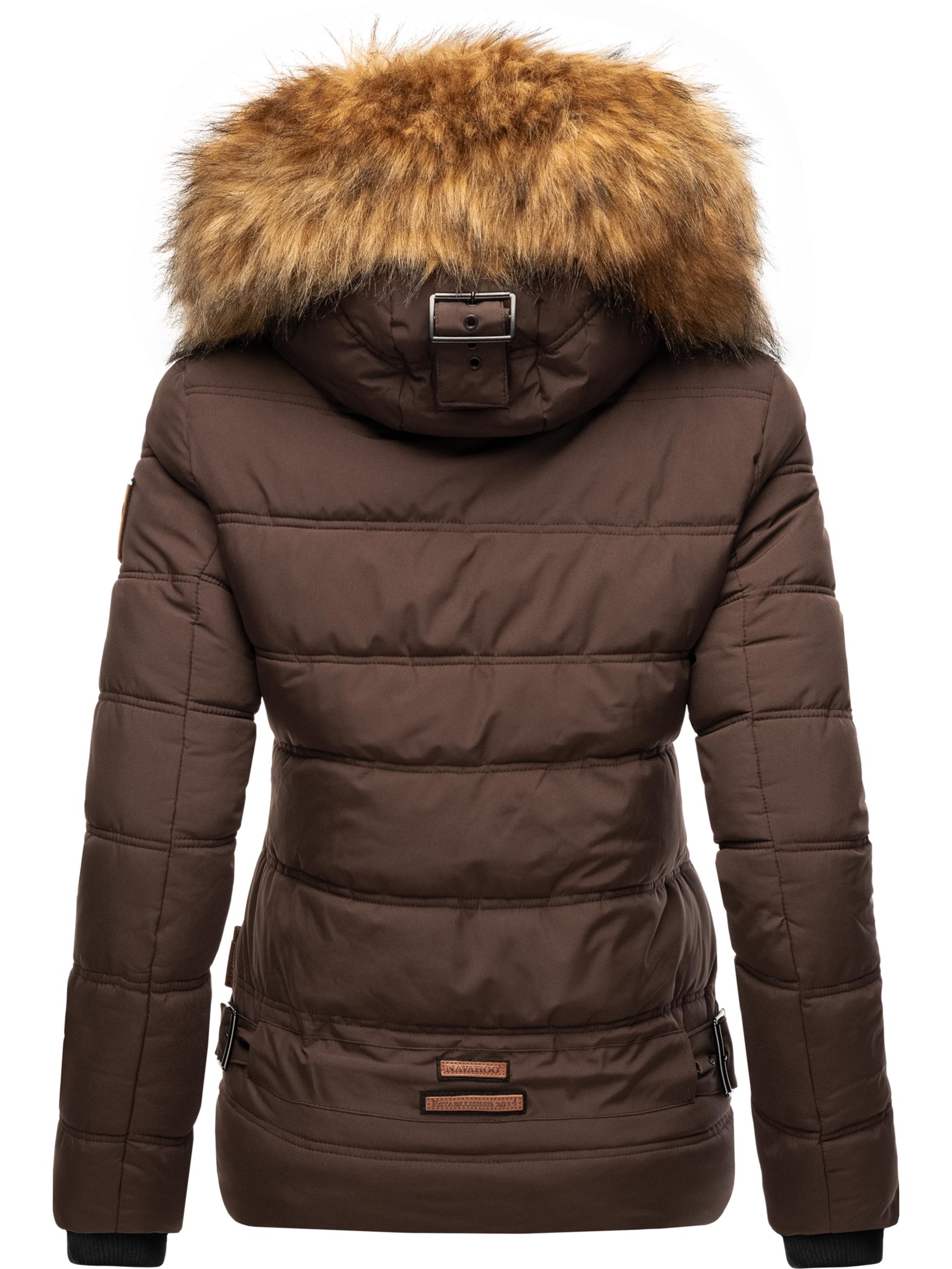 Winter Steppjacke mit abnehmbarem Kunstfell "Zoja" Dark Choco