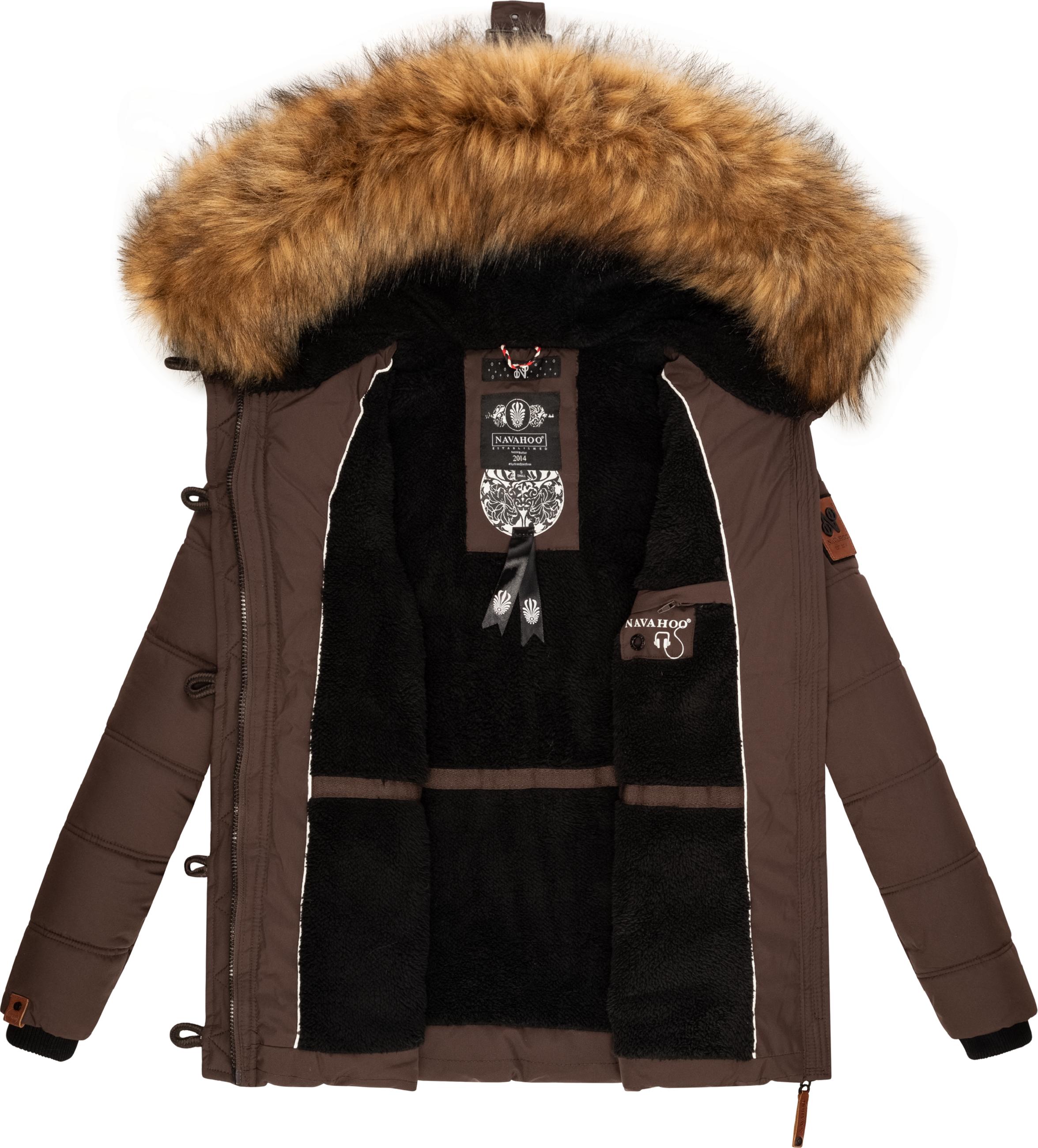 Winter Steppjacke mit abnehmbarem Kunstfell "Zoja" Dark Choco