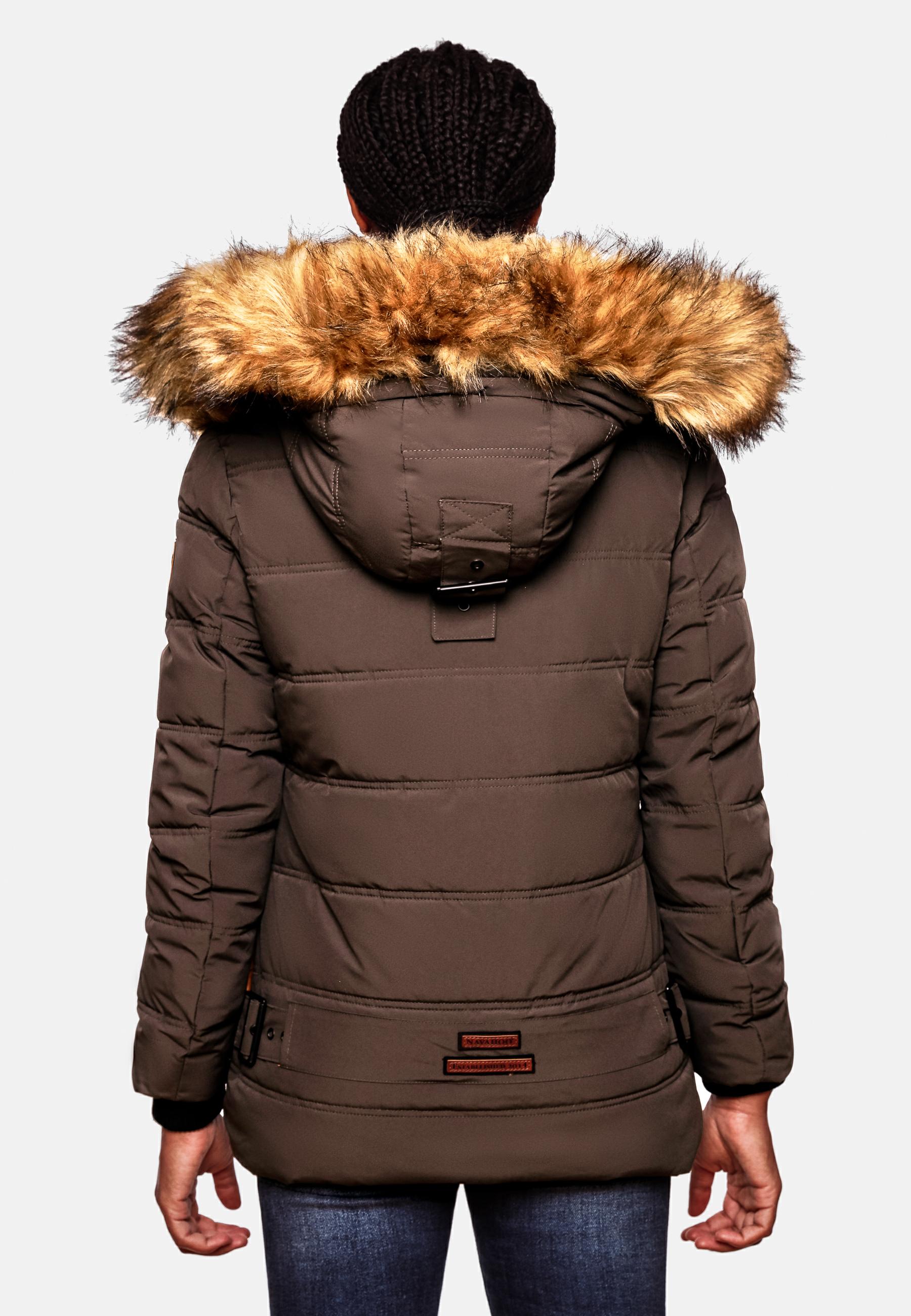 Winter Steppjacke mit abnehmbarem Kunstfell "Zoja" Dark Choco