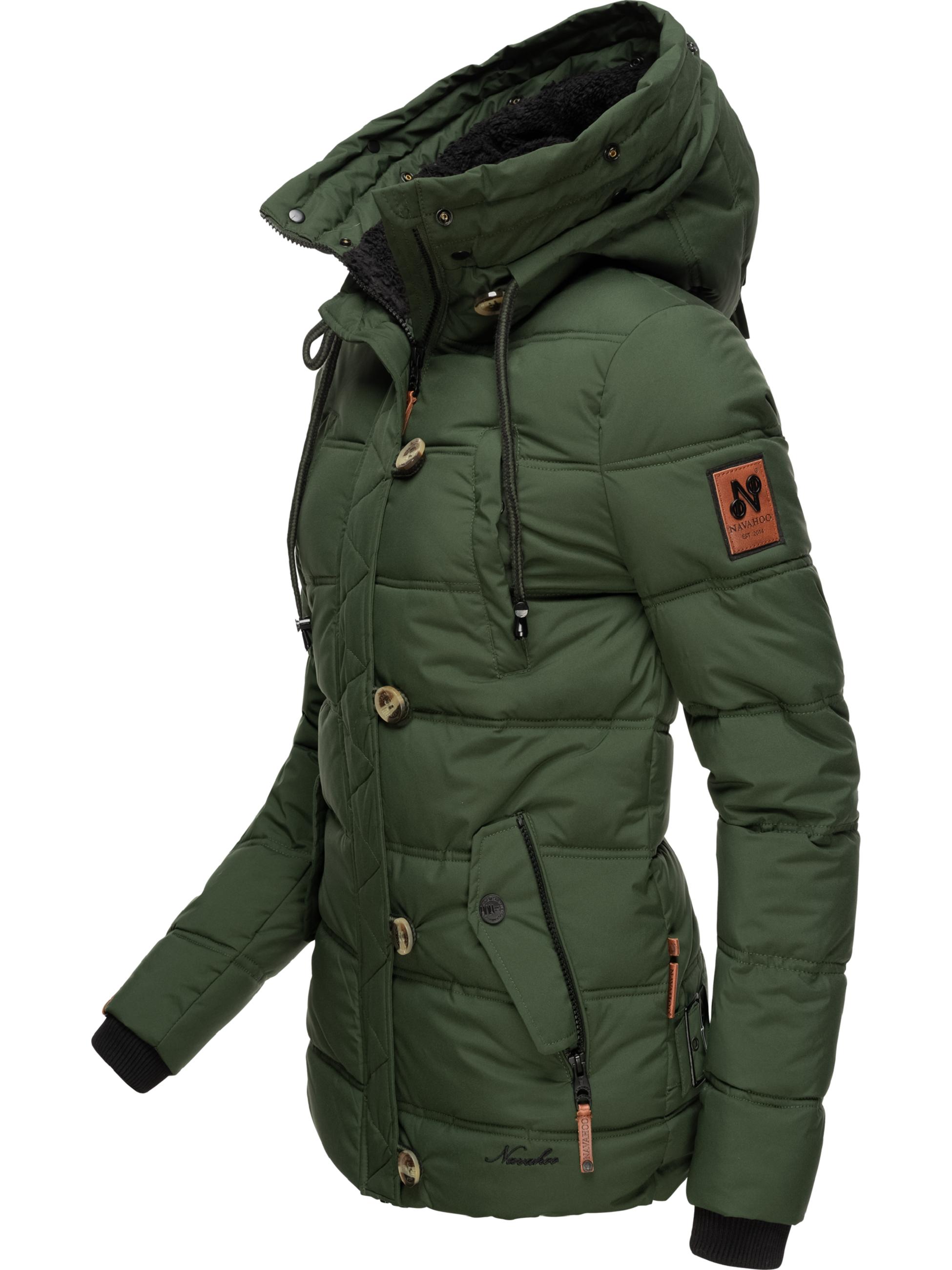 Winter Steppjacke mit abnehmbarem Kunstfell "Zoja" Grün