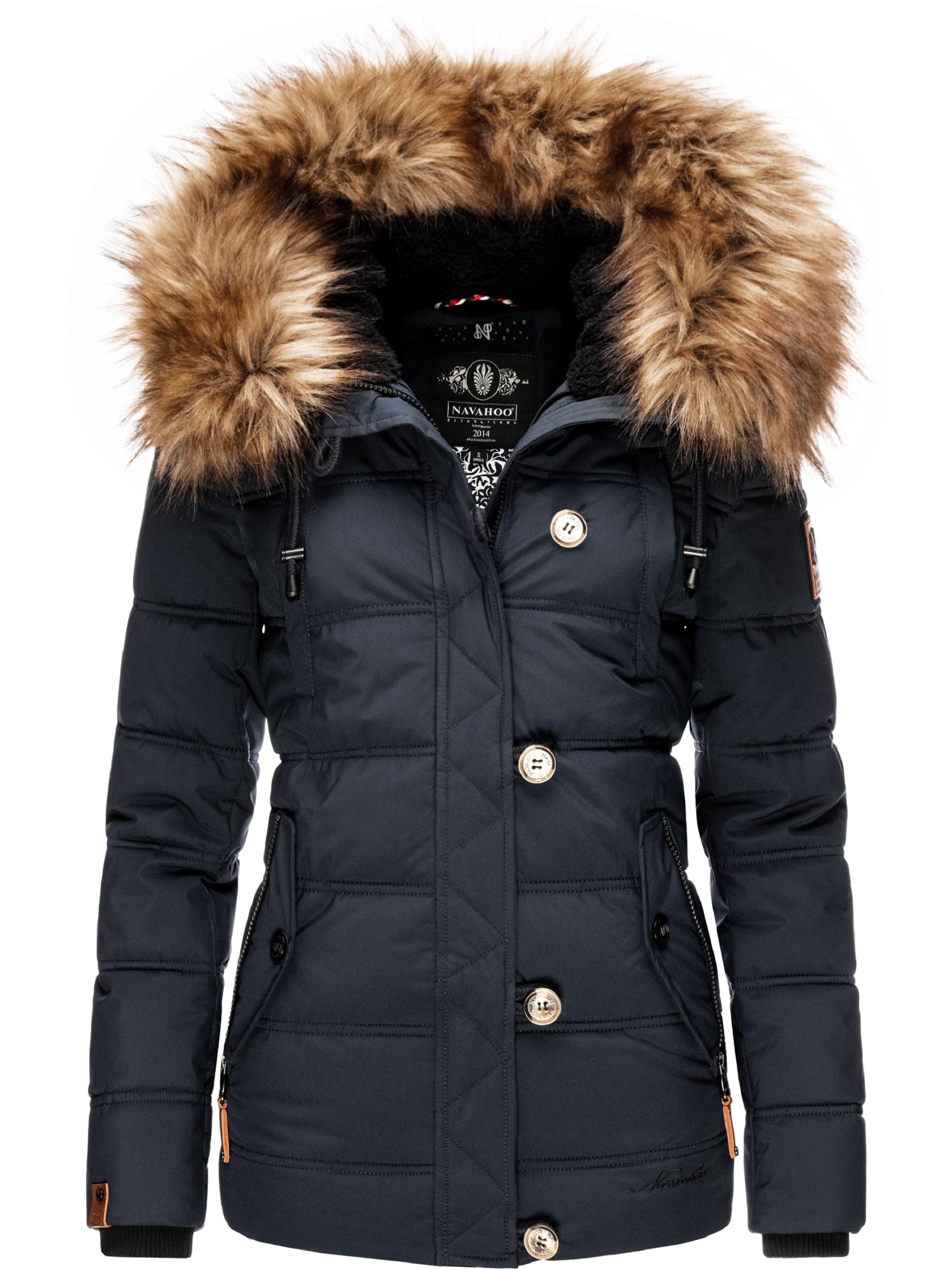 Winter Steppjacke mit abnehmbarem Kunstfell "Zoja" Navy