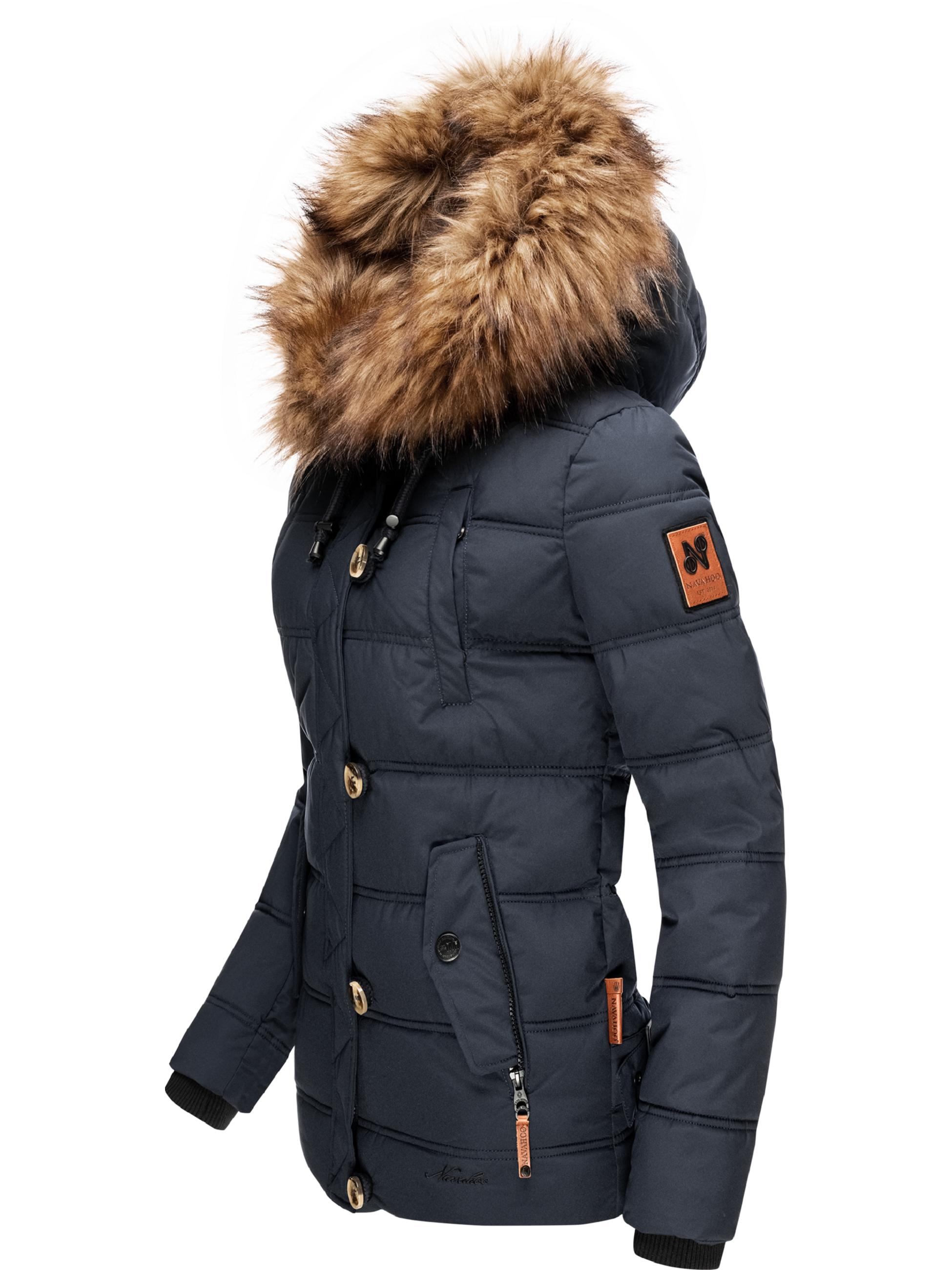 Winter Steppjacke mit abnehmbarem Kunstfell "Zoja" Navy