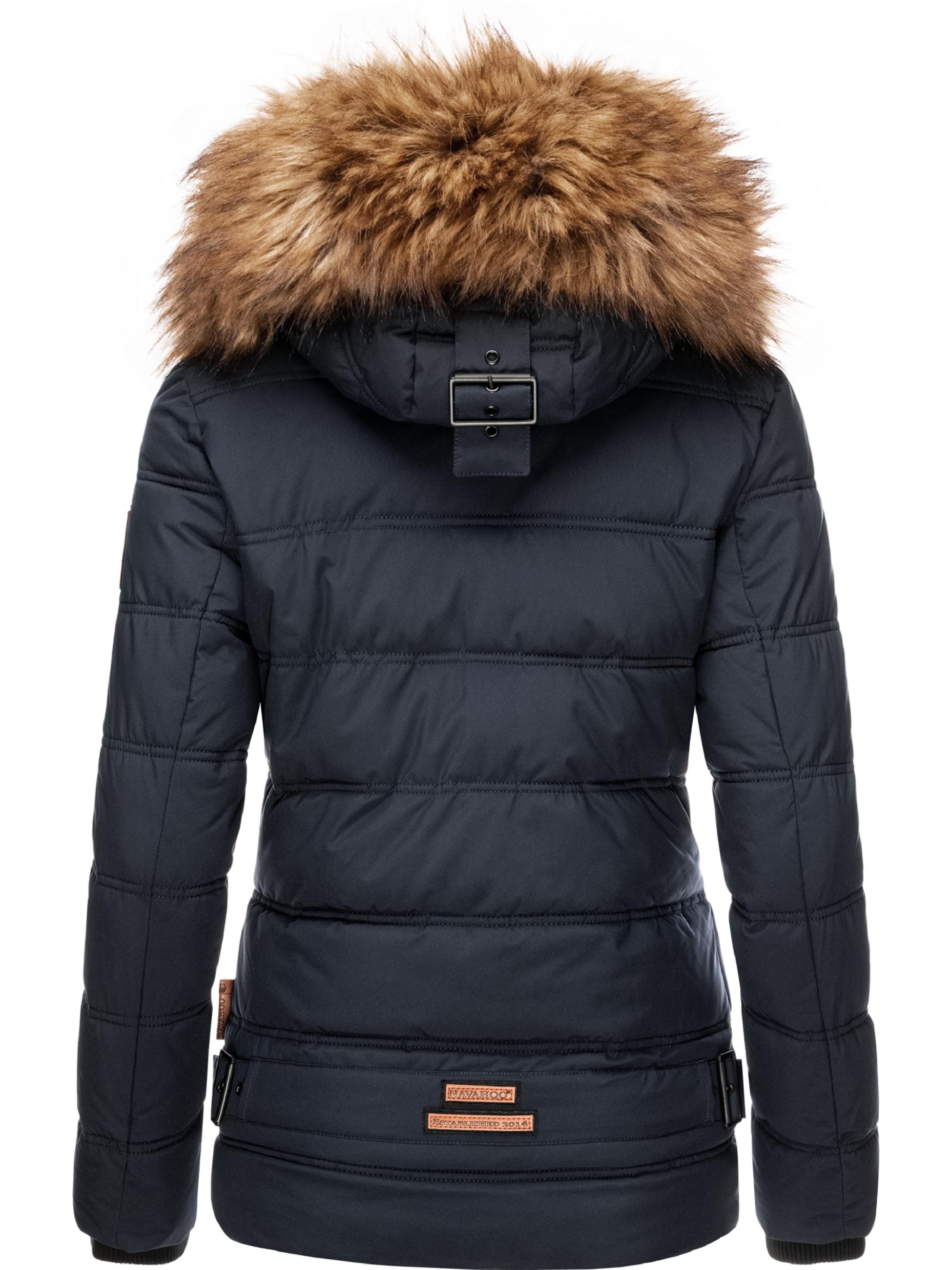 Winter Steppjacke mit abnehmbarem Kunstfell "Zoja" Navy