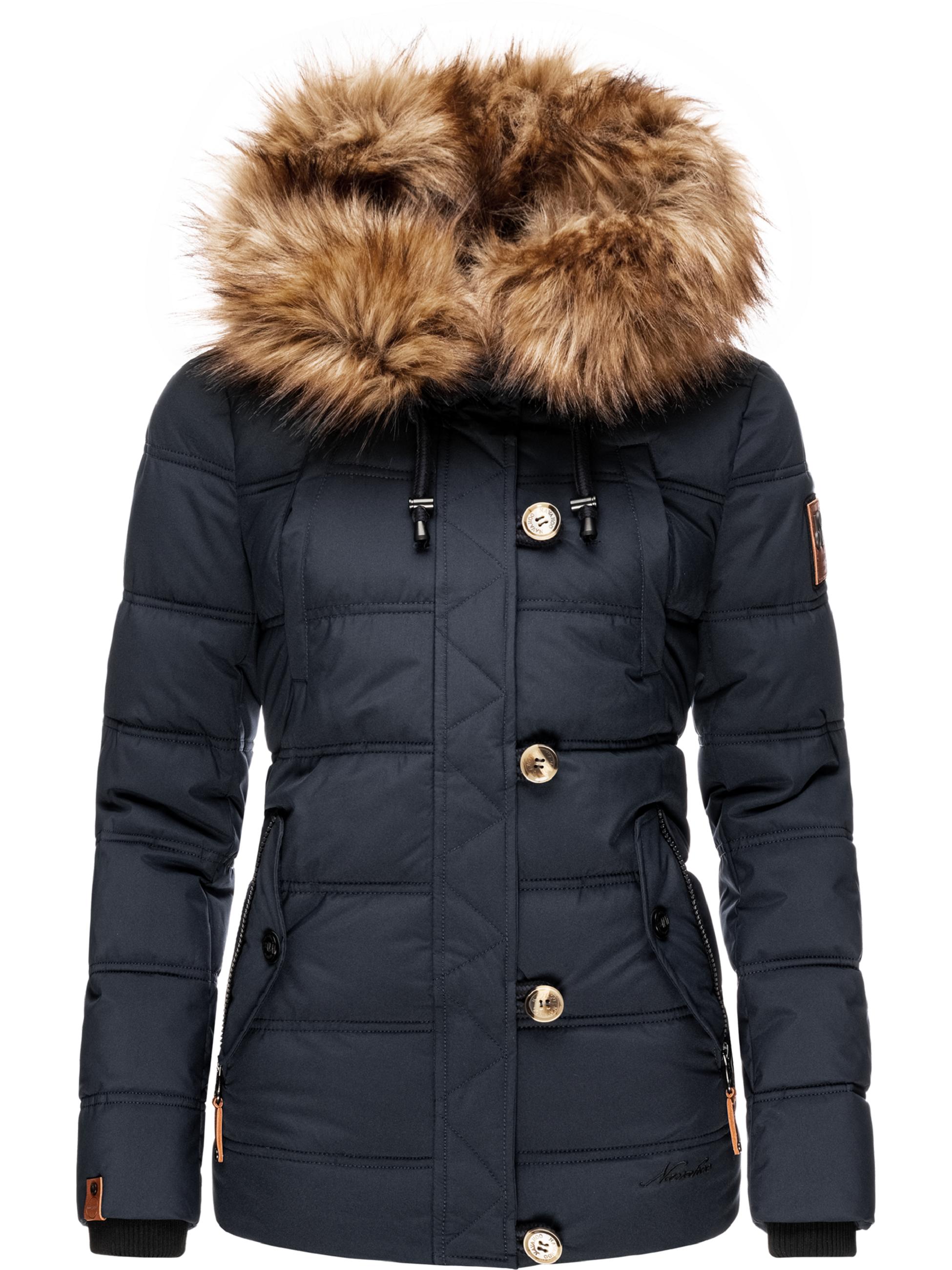 Winter Steppjacke mit abnehmbarem Kunstfell "Zoja" Navy