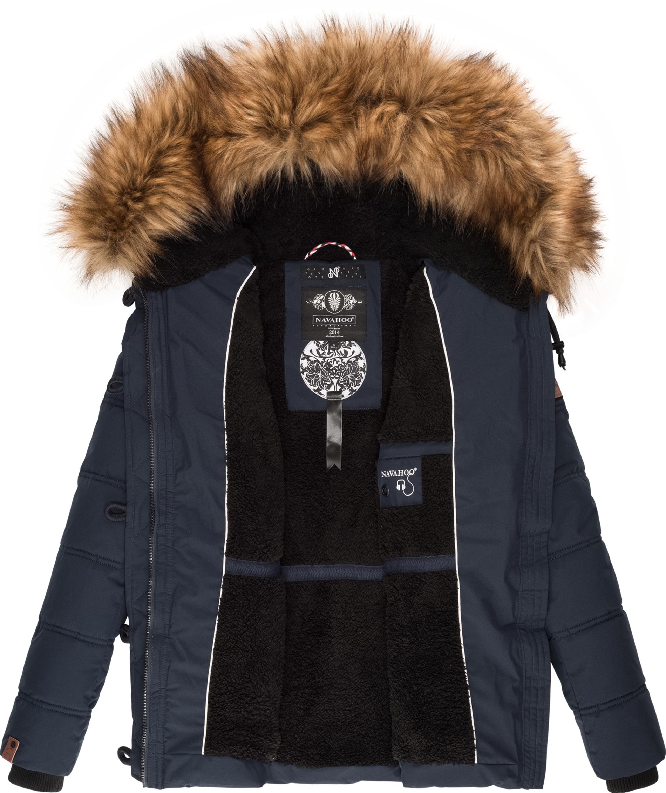 Winter Steppjacke mit abnehmbarem Kunstfell "Zoja" Navy