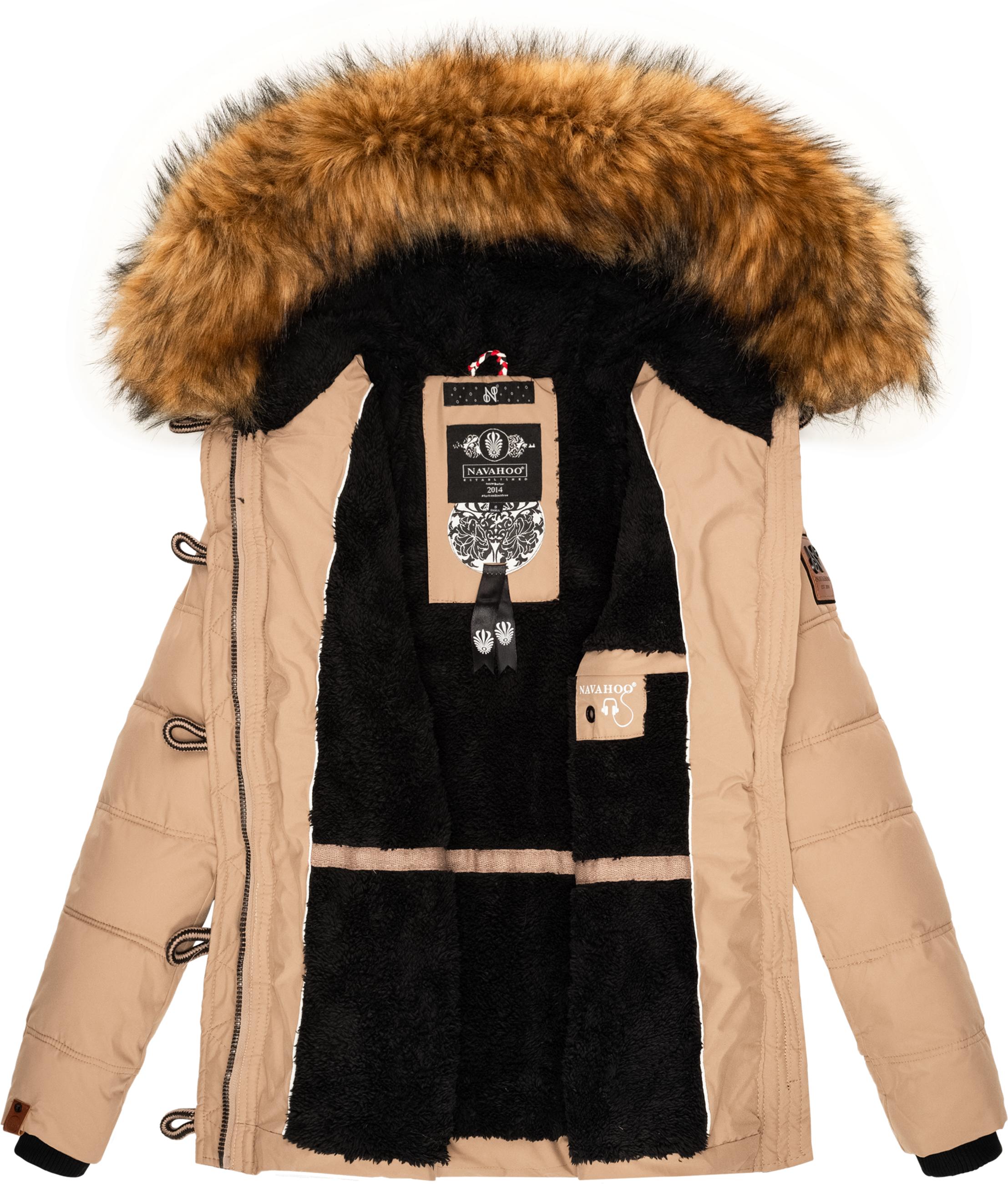 Winter Steppjacke mit abnehmbarem Kunstfell "Zoja" Taupe Grey