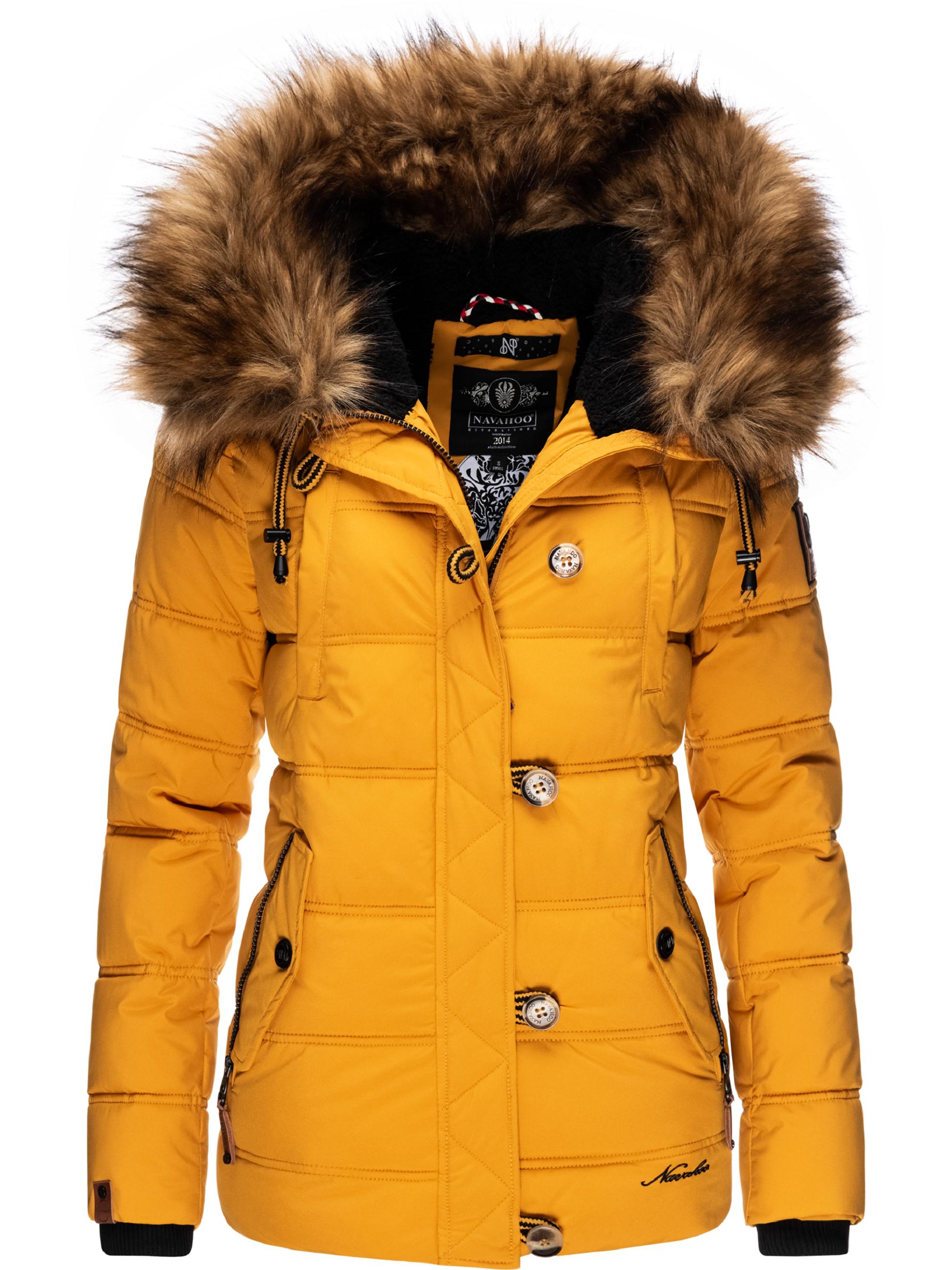 Winter Steppjacke mit abnehmbarem Kunstfell "Zoja" Yellow