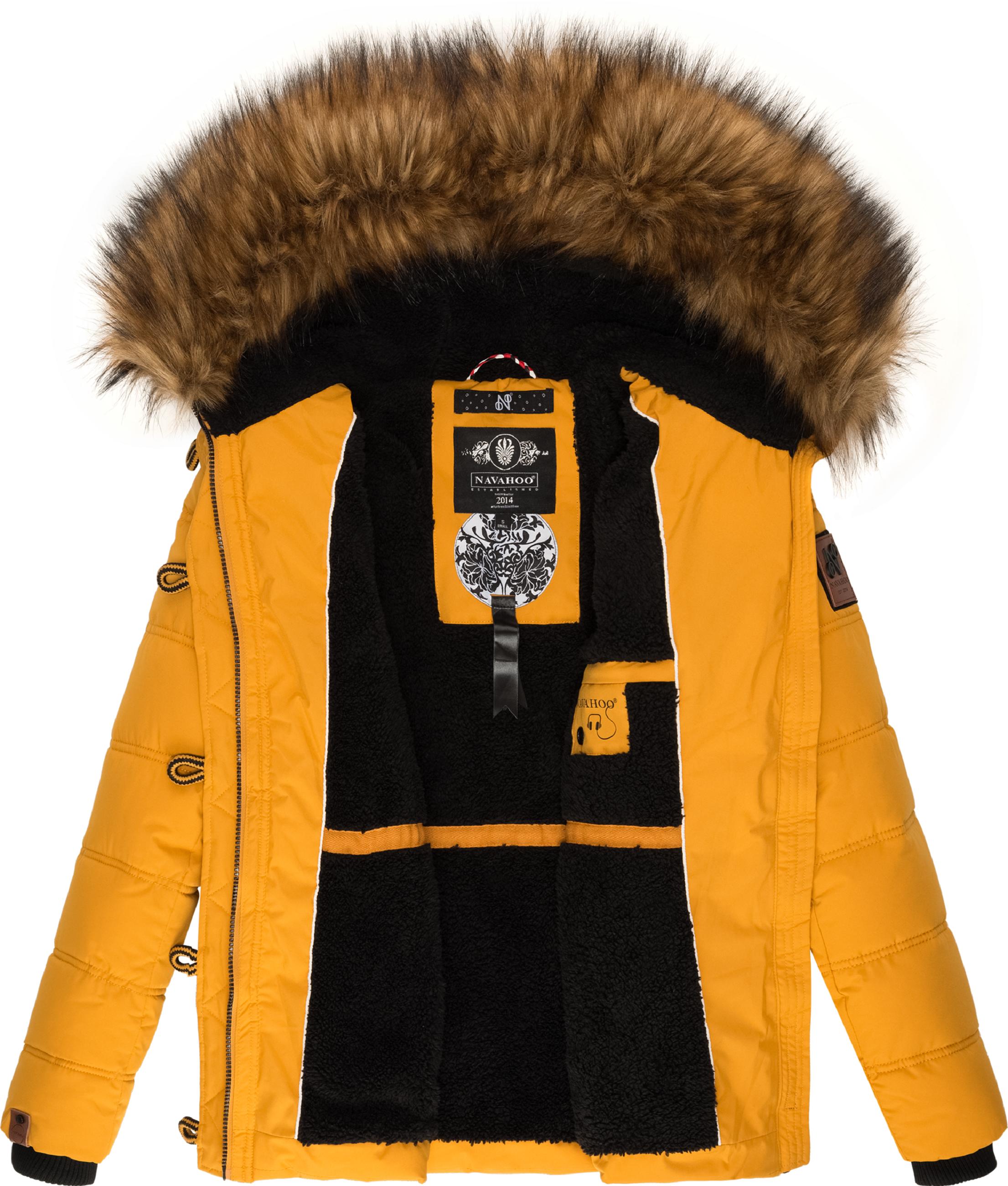 Winter Steppjacke mit abnehmbarem Kunstfell "Zoja" Yellow