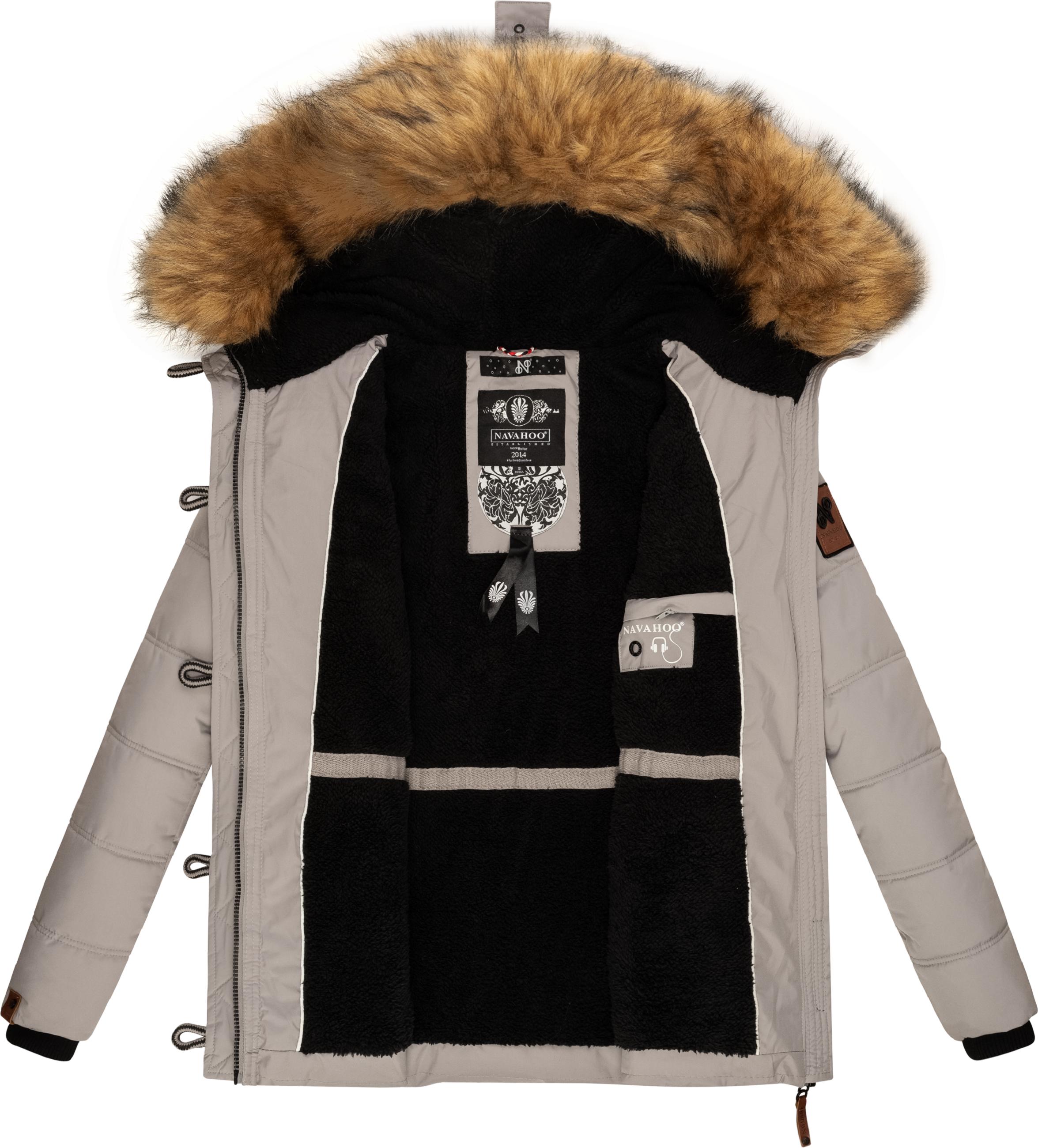 Winter Steppjacke mit abnehmbarem Kunstfell "Zoja" Zinc Grey