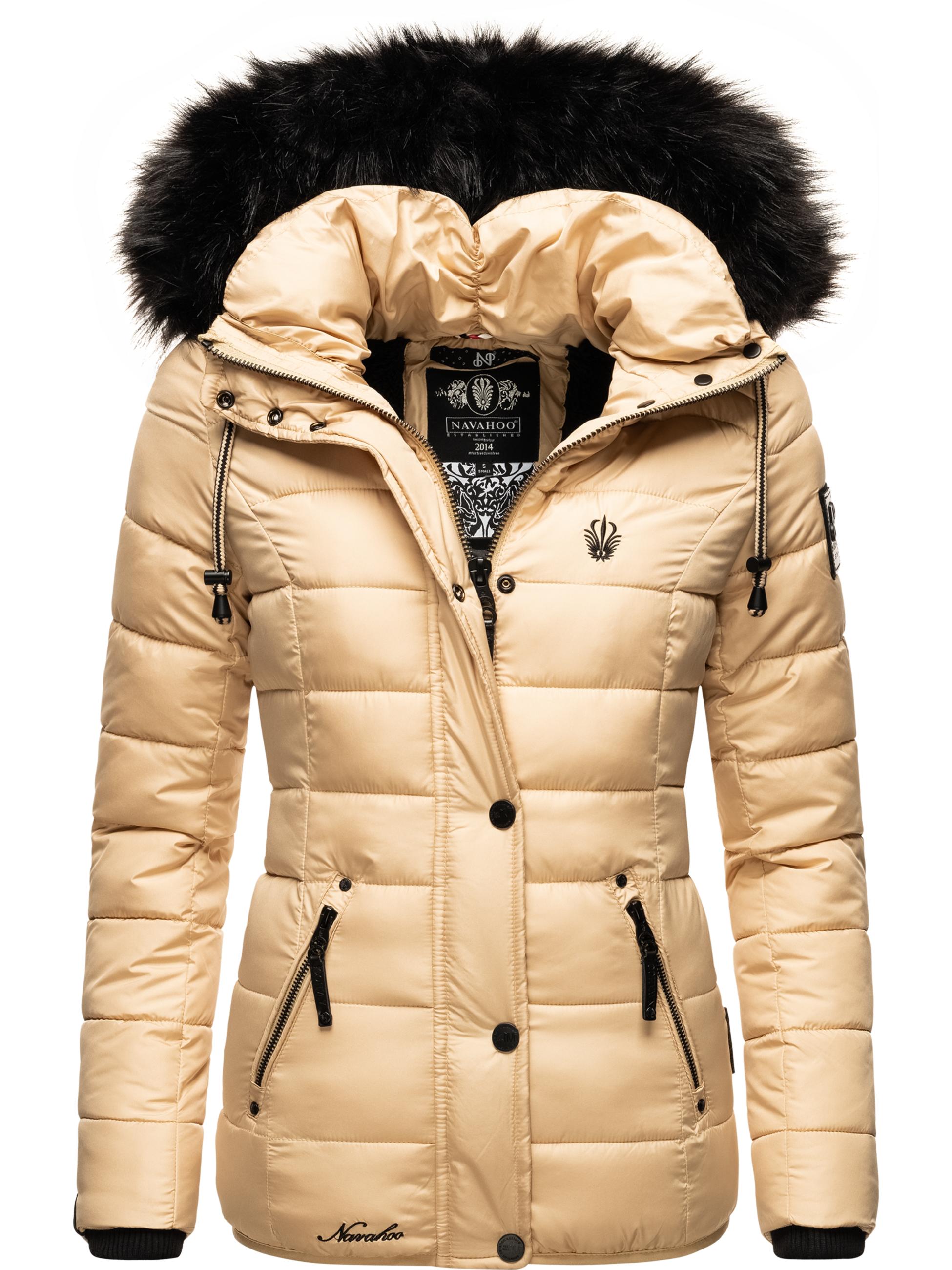 Winter Steppjacke mit abnehmbarer Kapuze "Zuckerbiene" Beige