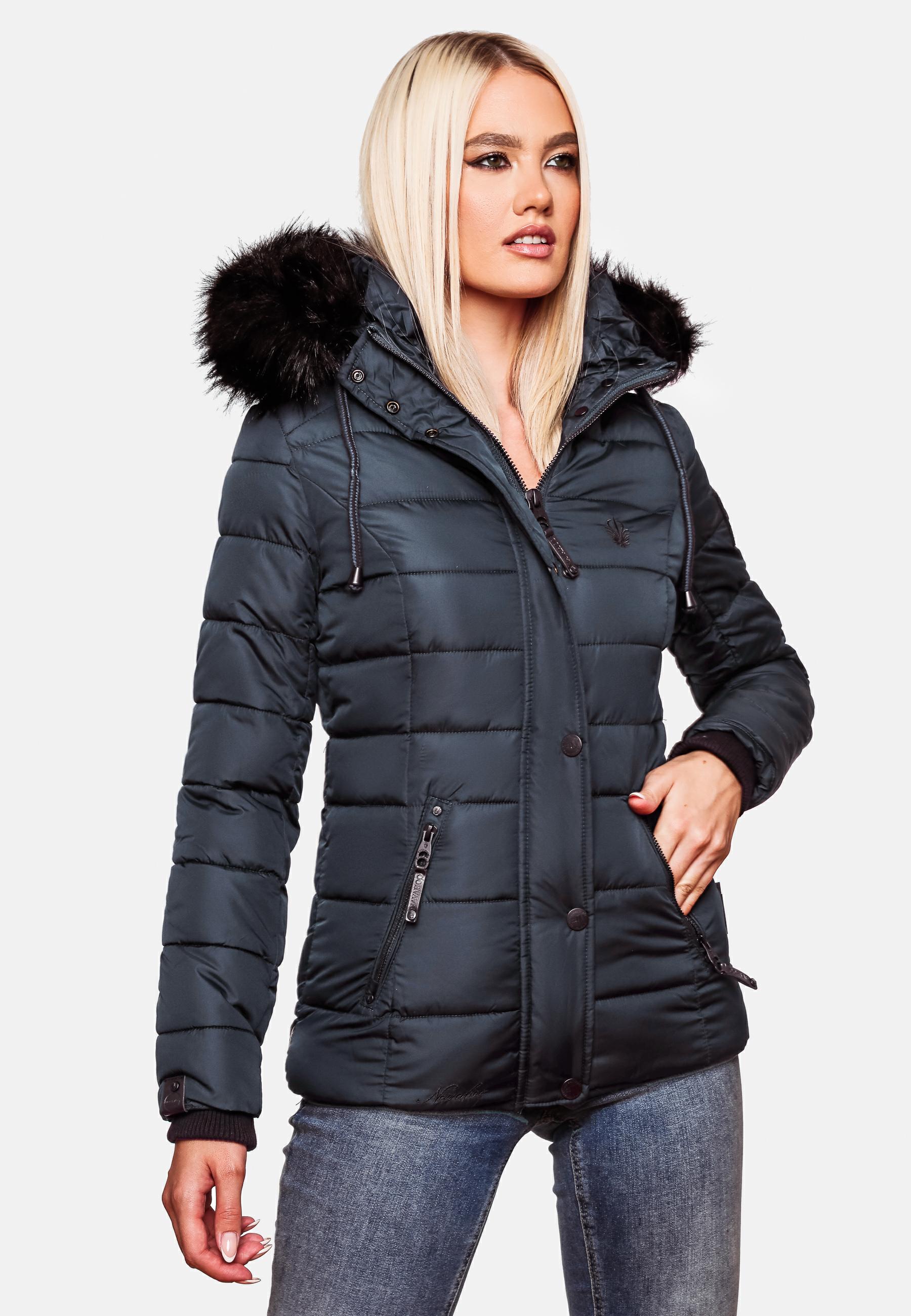 Winter Steppjacke mit abnehmbarer Kapuze "Zuckerbiene" Blau