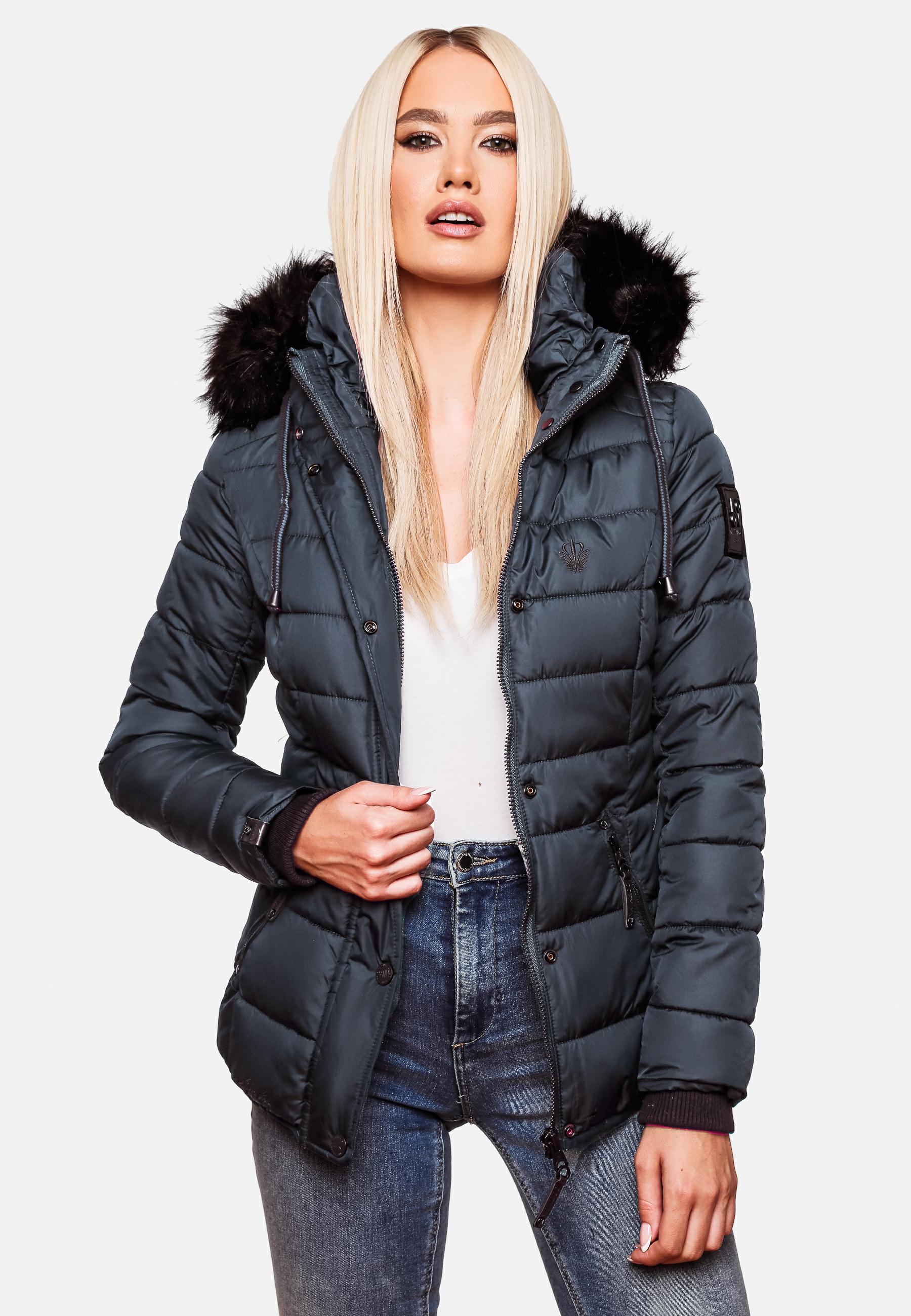 Winter Steppjacke mit abnehmbarer Kapuze "Zuckerbiene" Blau