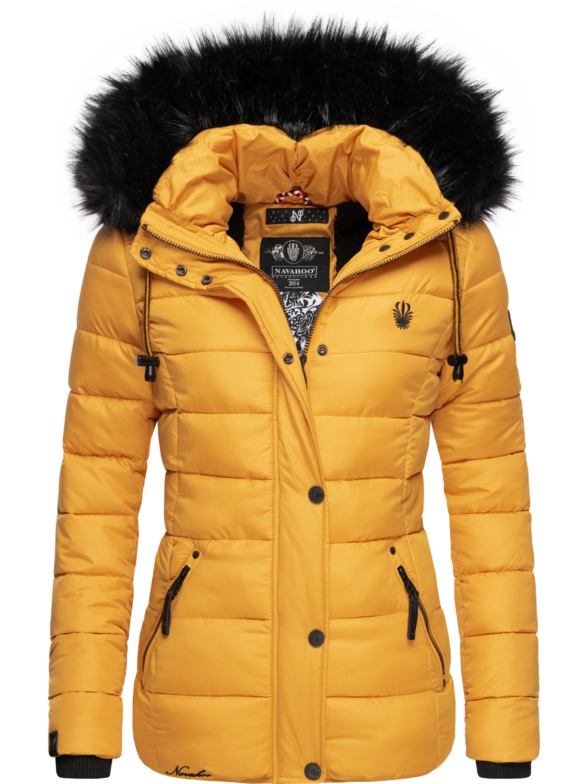 Winter Steppjacke mit abnehmbarer Kapuze "Zuckerbiene" Gelb