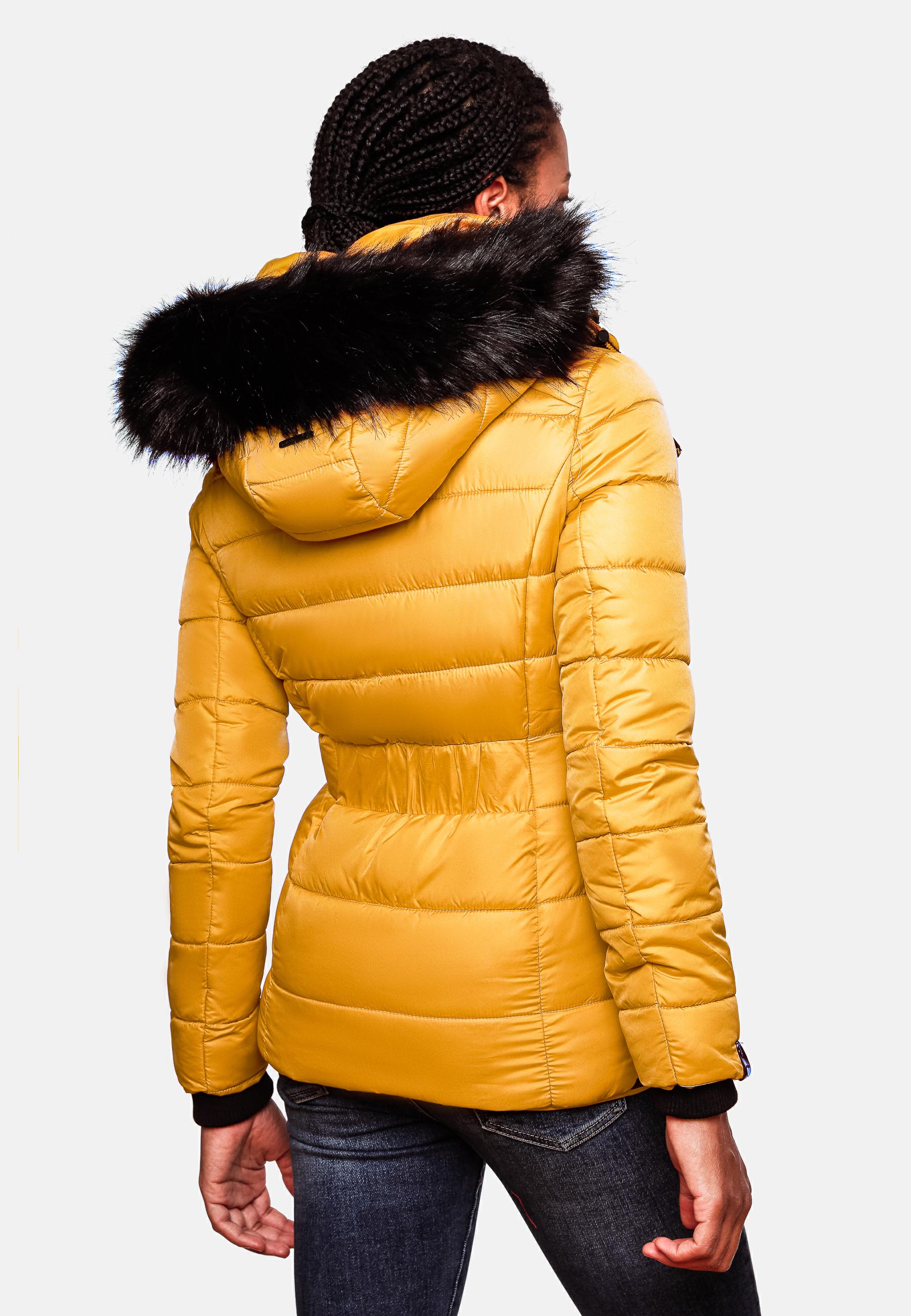 Winter Steppjacke mit abnehmbarer Kapuze "Zuckerbiene" Gelb