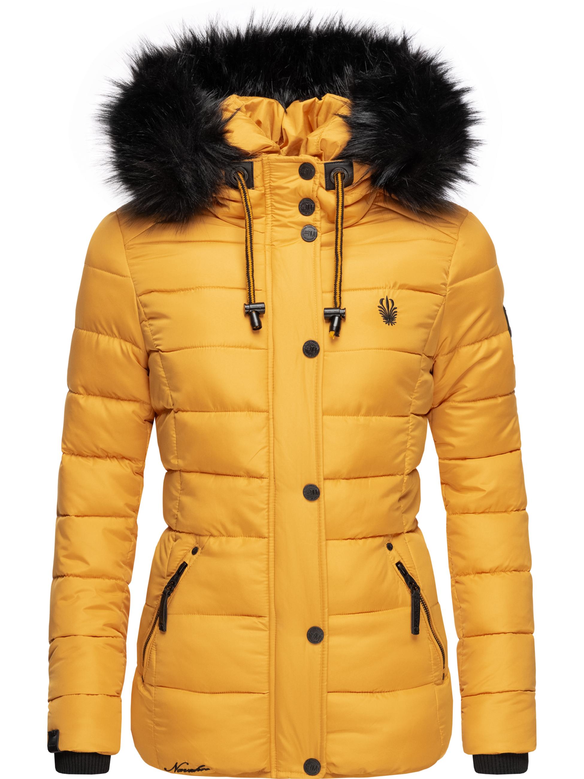 Winter Steppjacke mit abnehmbarer Kapuze "Zuckerbiene" Gelb