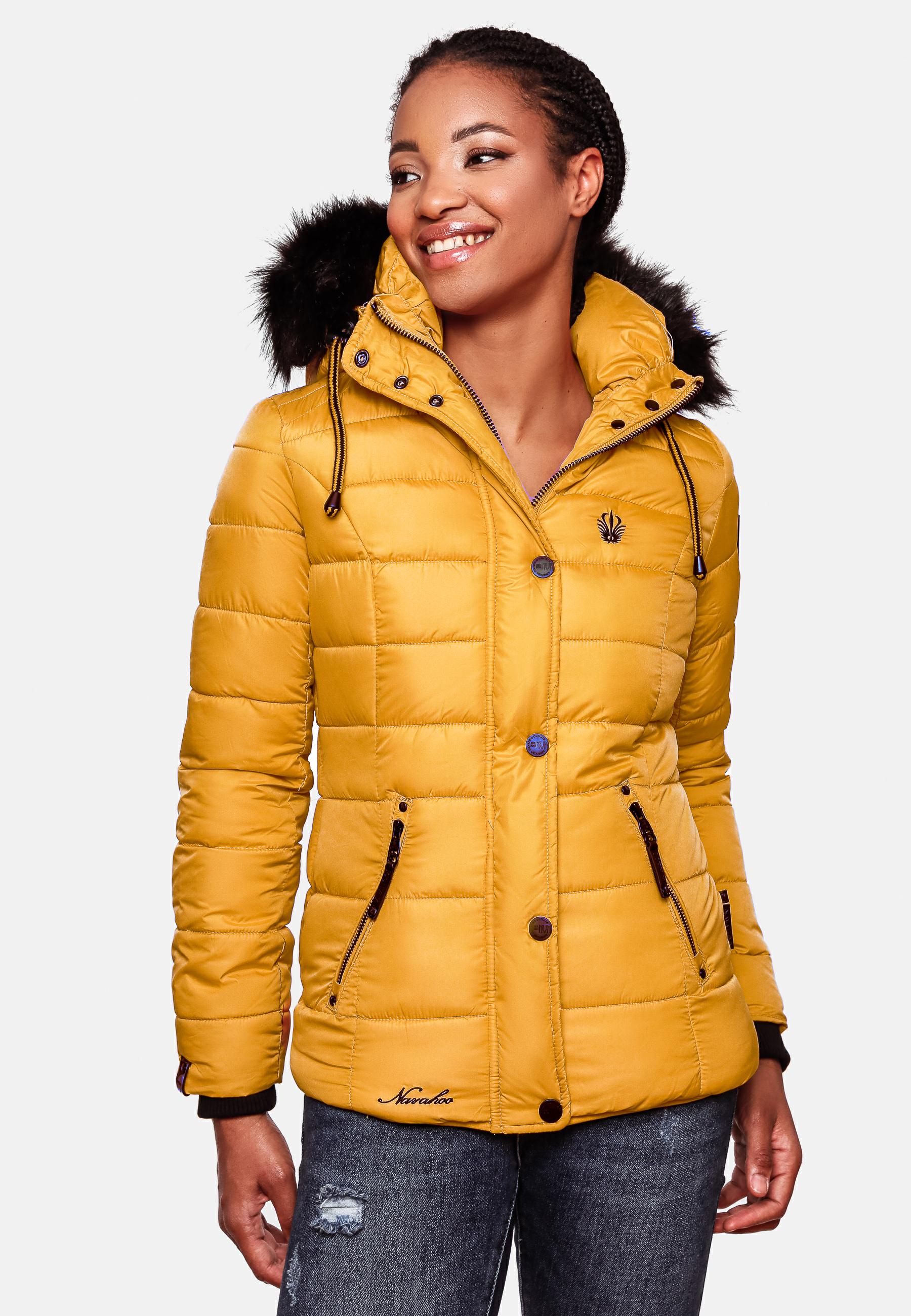 Winter Steppjacke mit abnehmbarer Kapuze "Zuckerbiene" Gelb