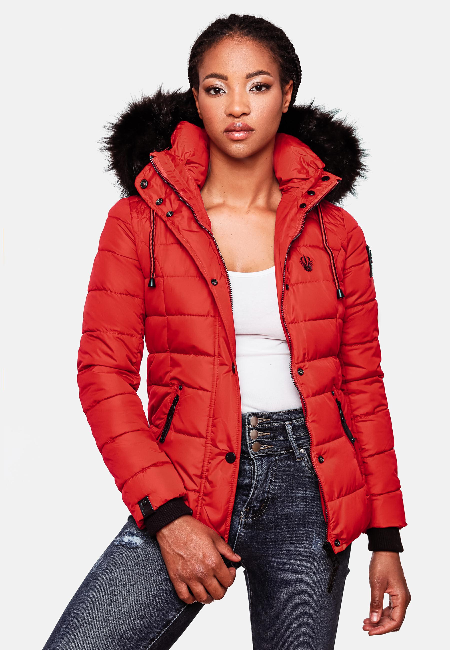 Winter Steppjacke mit abnehmbarer Kapuze "Zuckerbiene" Rot