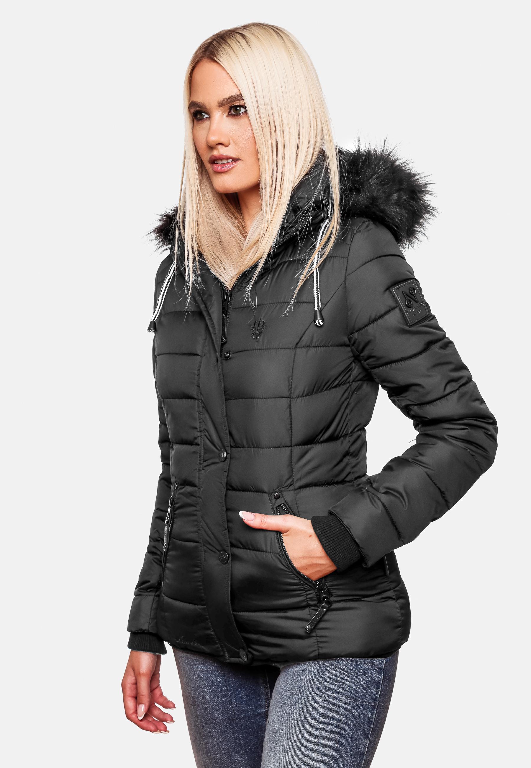 Winter Steppjacke mit abnehmbarer Kapuze "Zuckerbiene" Schwarz