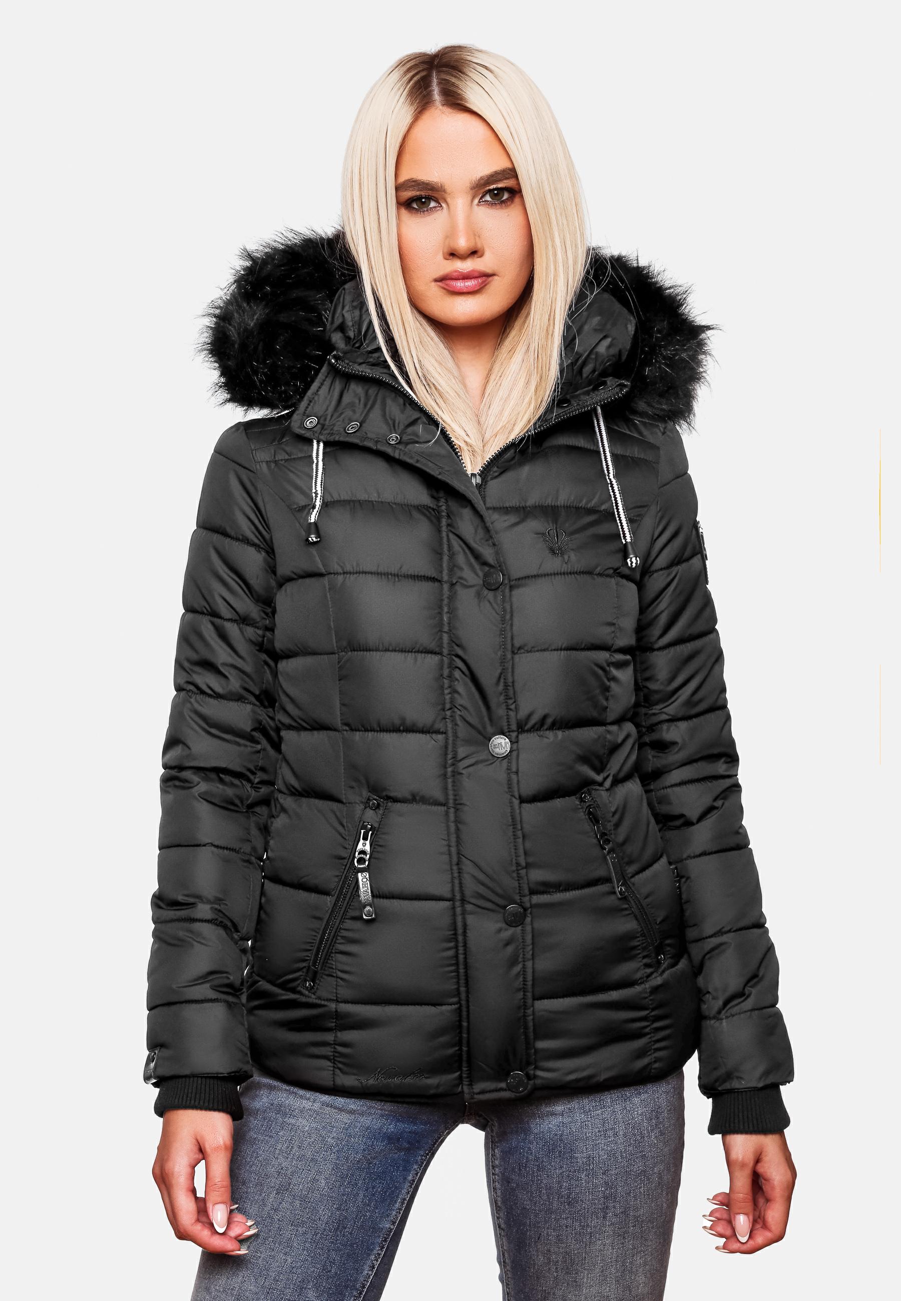 Winter Steppjacke mit abnehmbarer Kapuze "Zuckerbiene" Schwarz