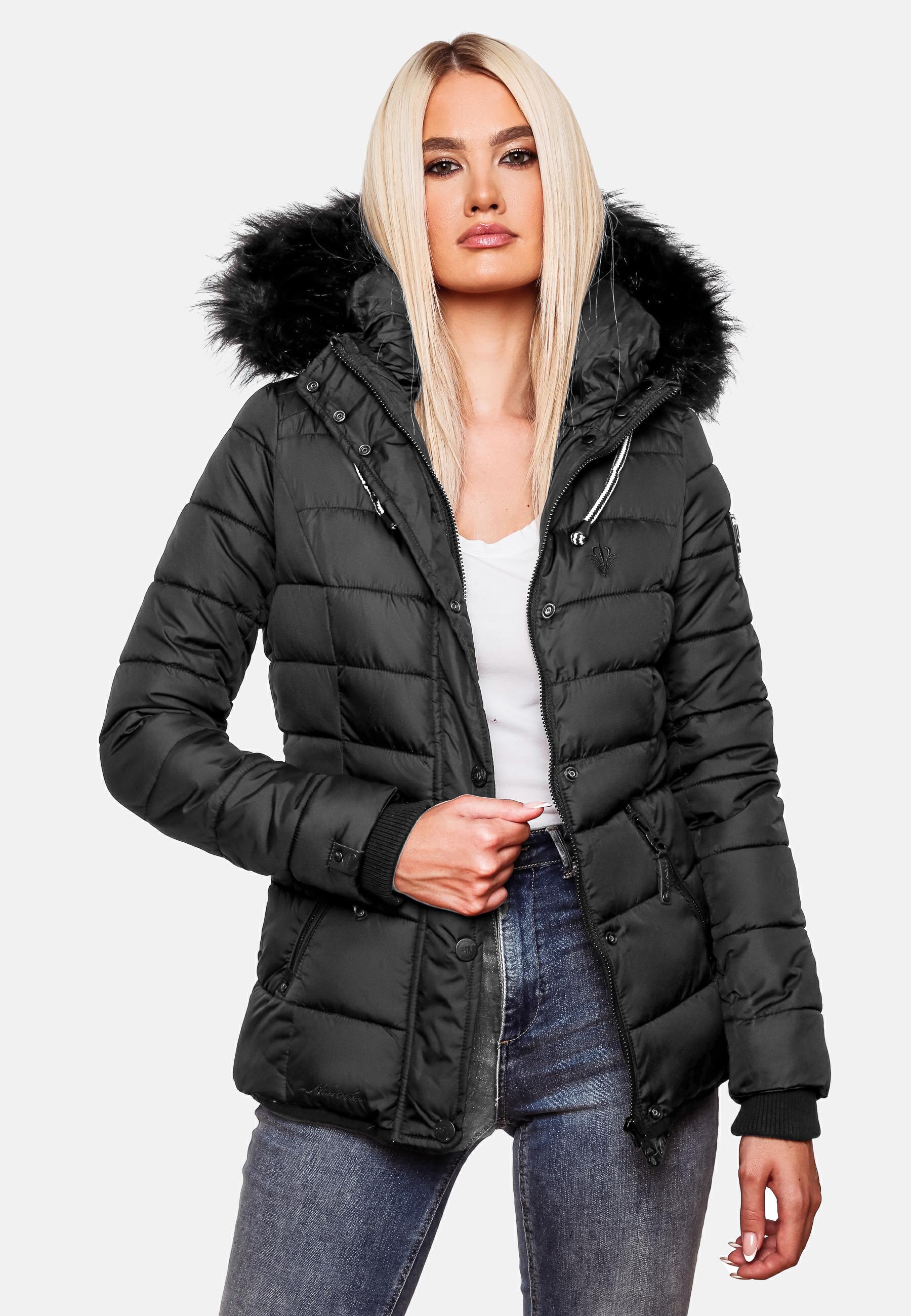 Winter Steppjacke mit abnehmbarer Kapuze "Zuckerbiene" Schwarz