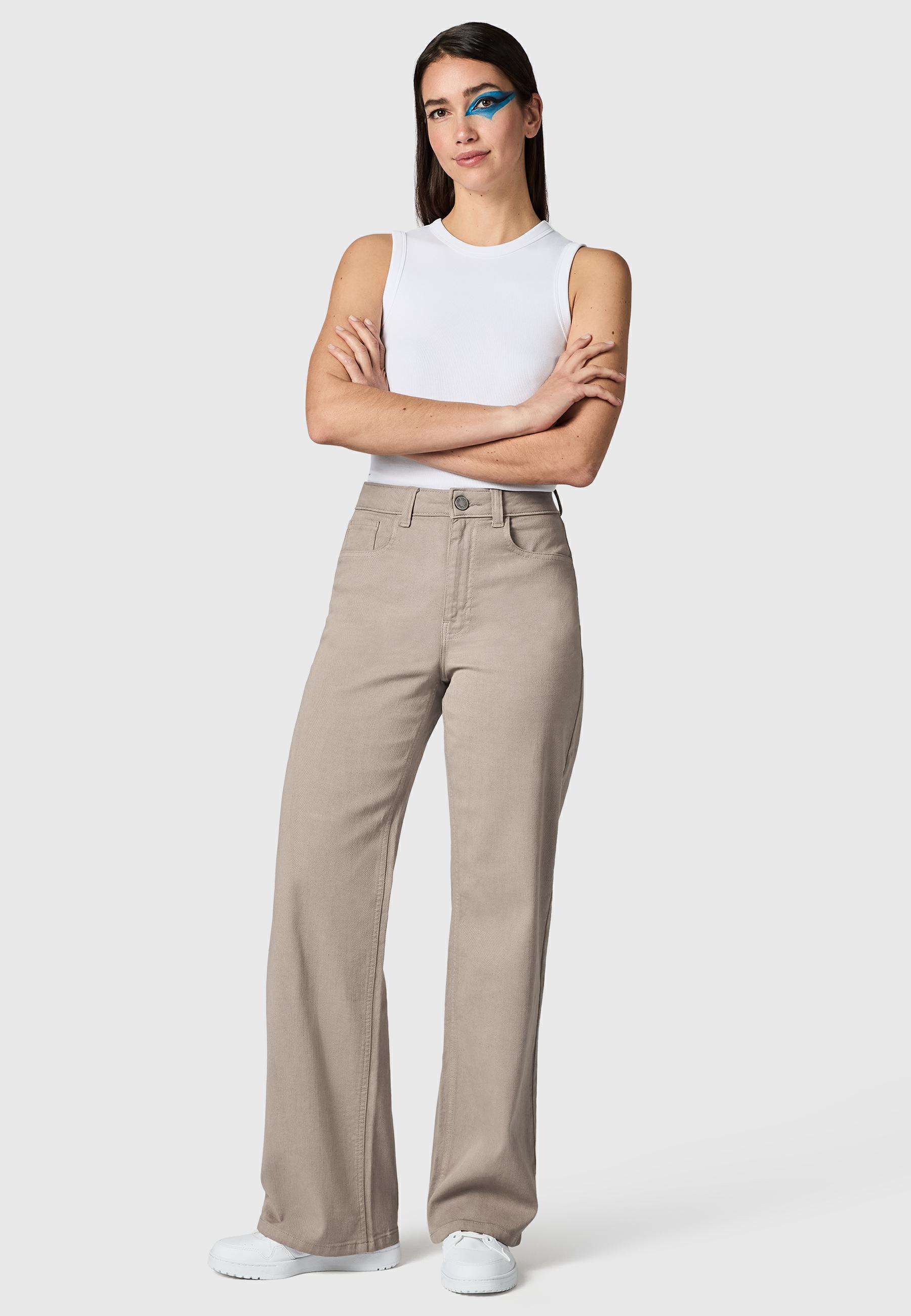 Lange Hose "Cyrele" Wide Leg Comet Taupe