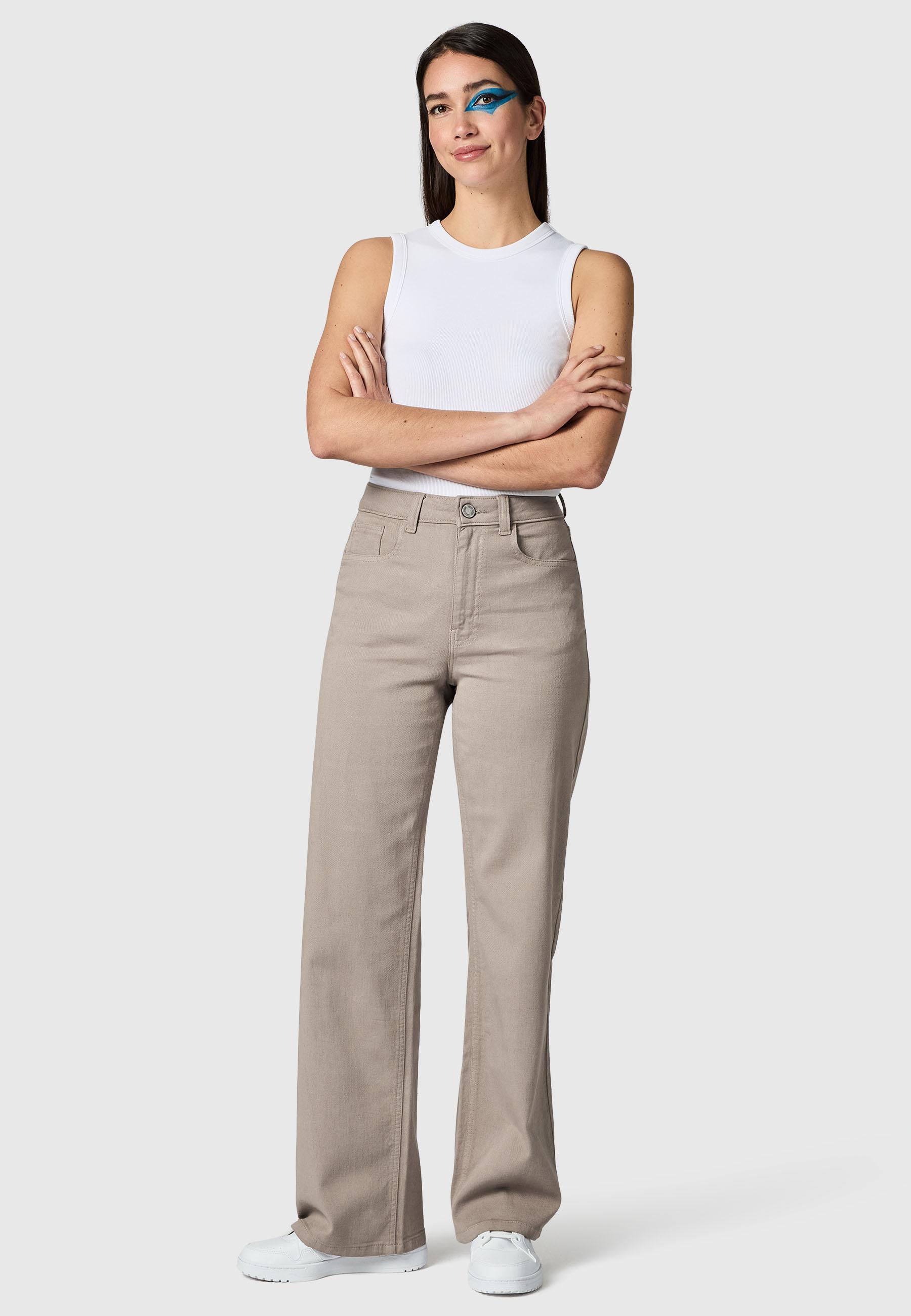 Lange Hose "Cyrele" Wide Leg Comet Taupe