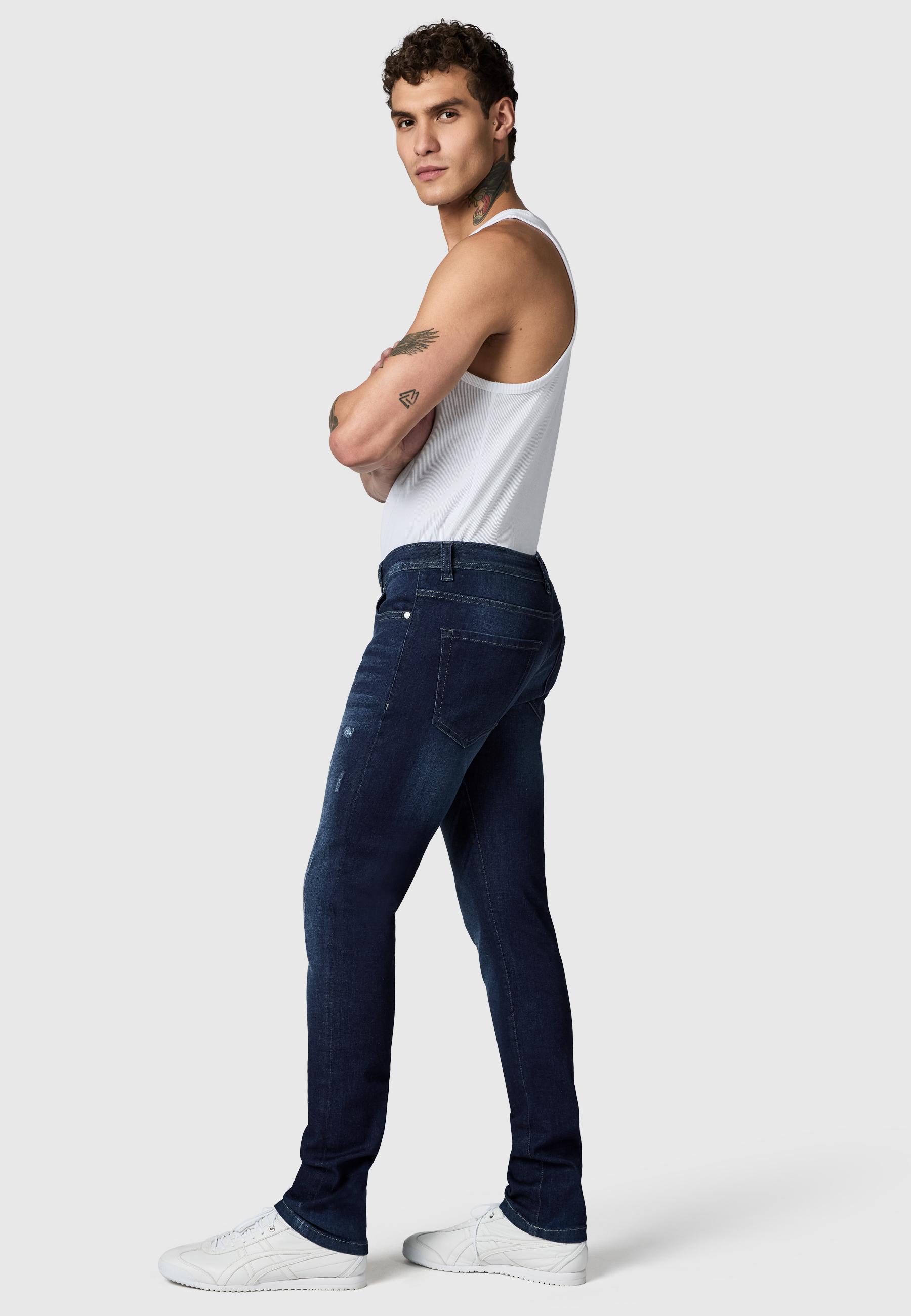 Destroyed Jeans "München" Slim Fit Dark Blue