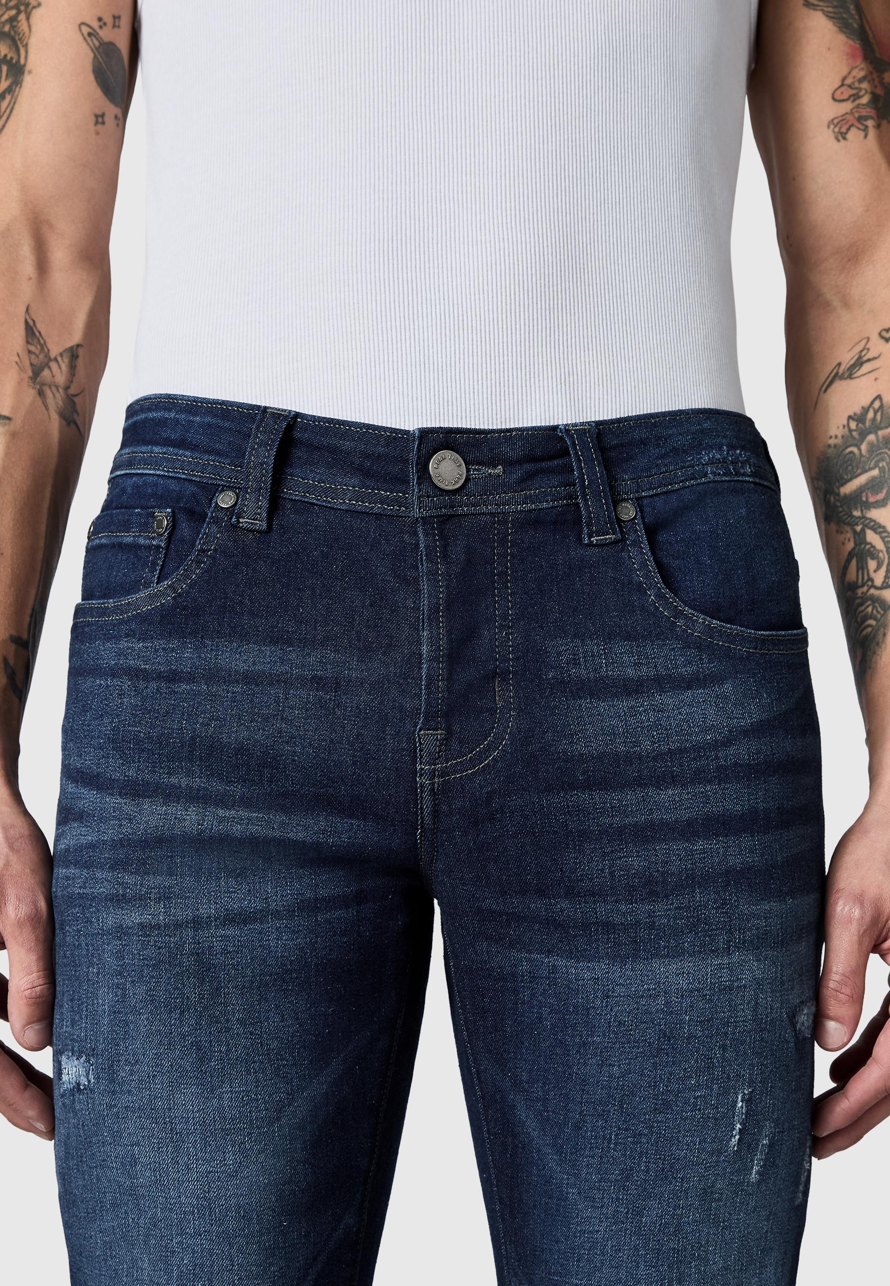 Destroyed Jeans "München" Slim Fit Dark Blue