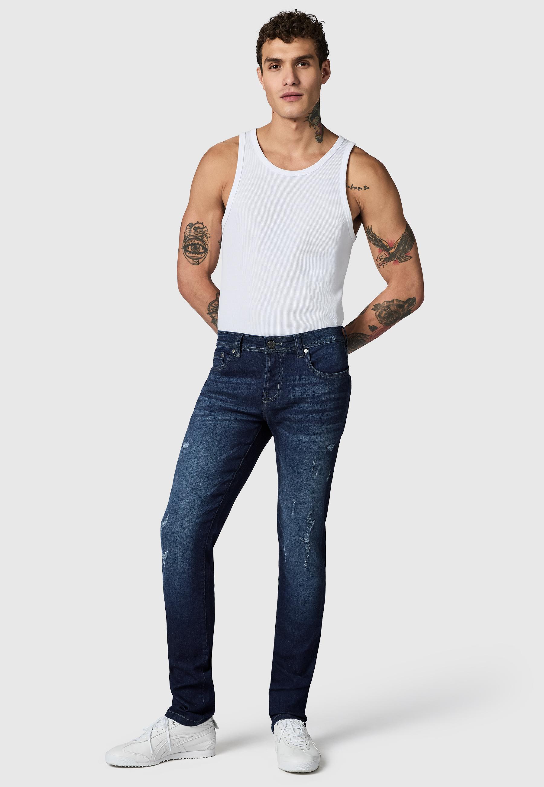Destroyed Jeans "München" Slim Fit Dark Blue