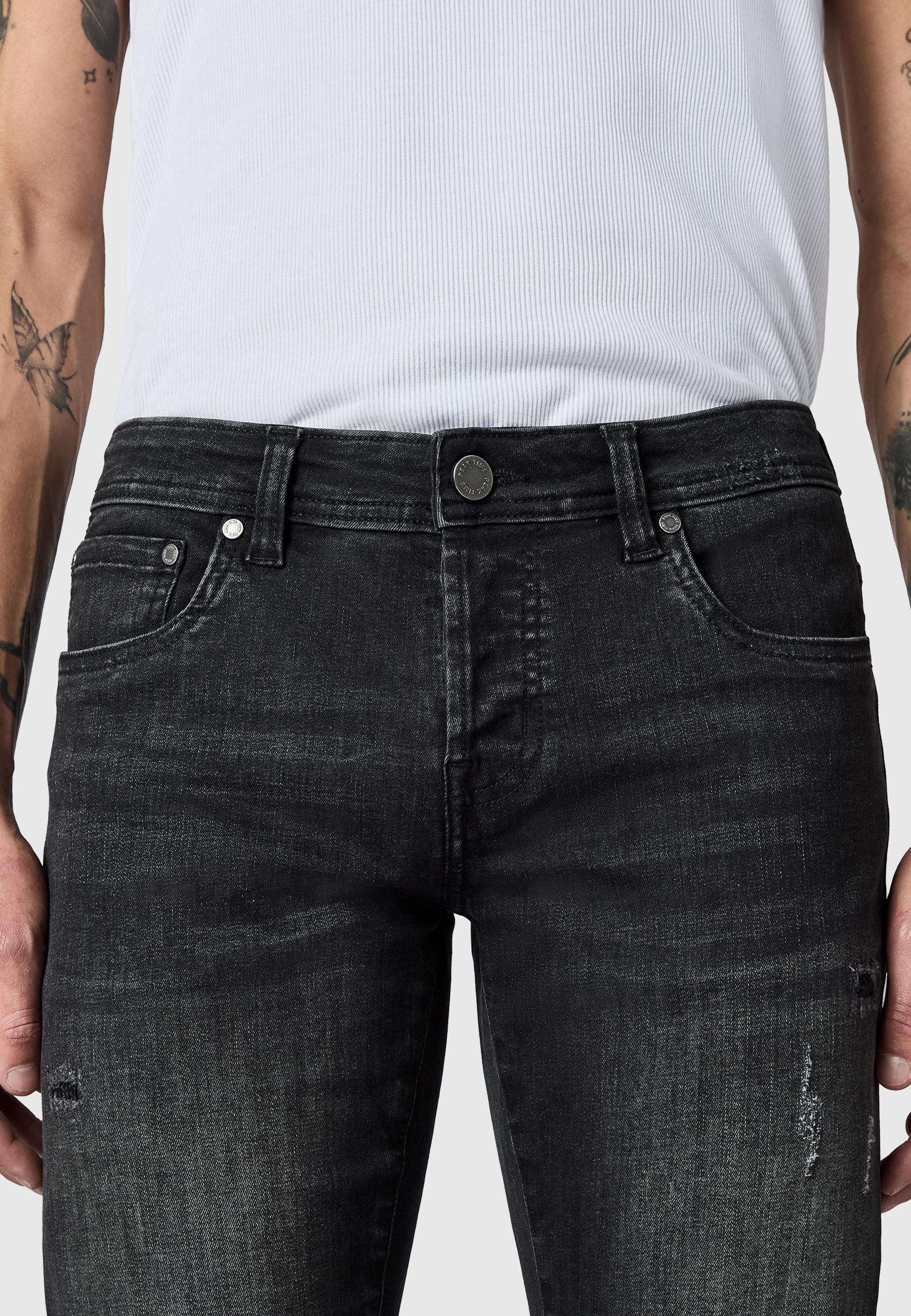 Destroyed Jeans "München" Slim Fit Dark Grey