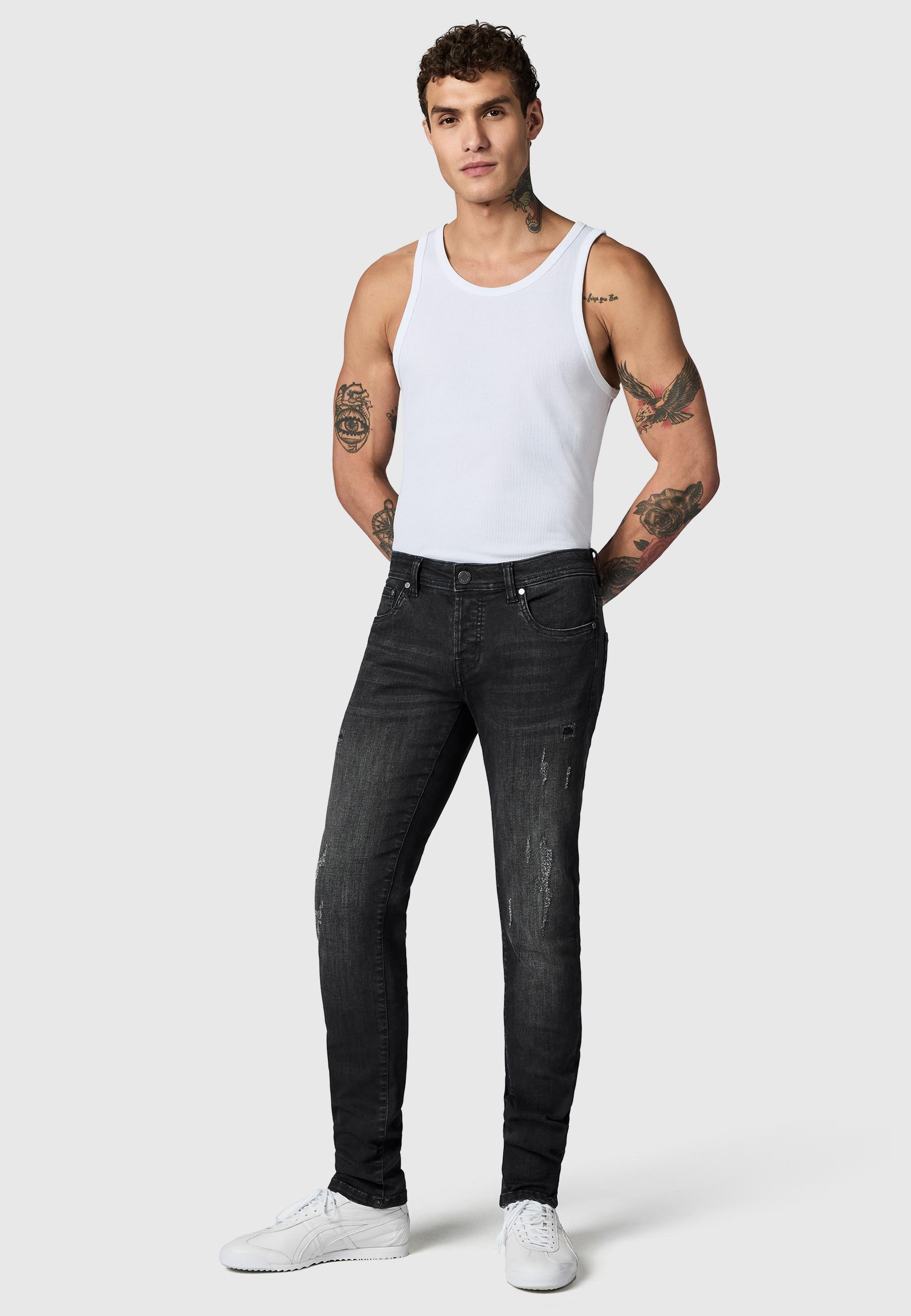 Destroyed Jeans "München" Slim Fit Dark Grey