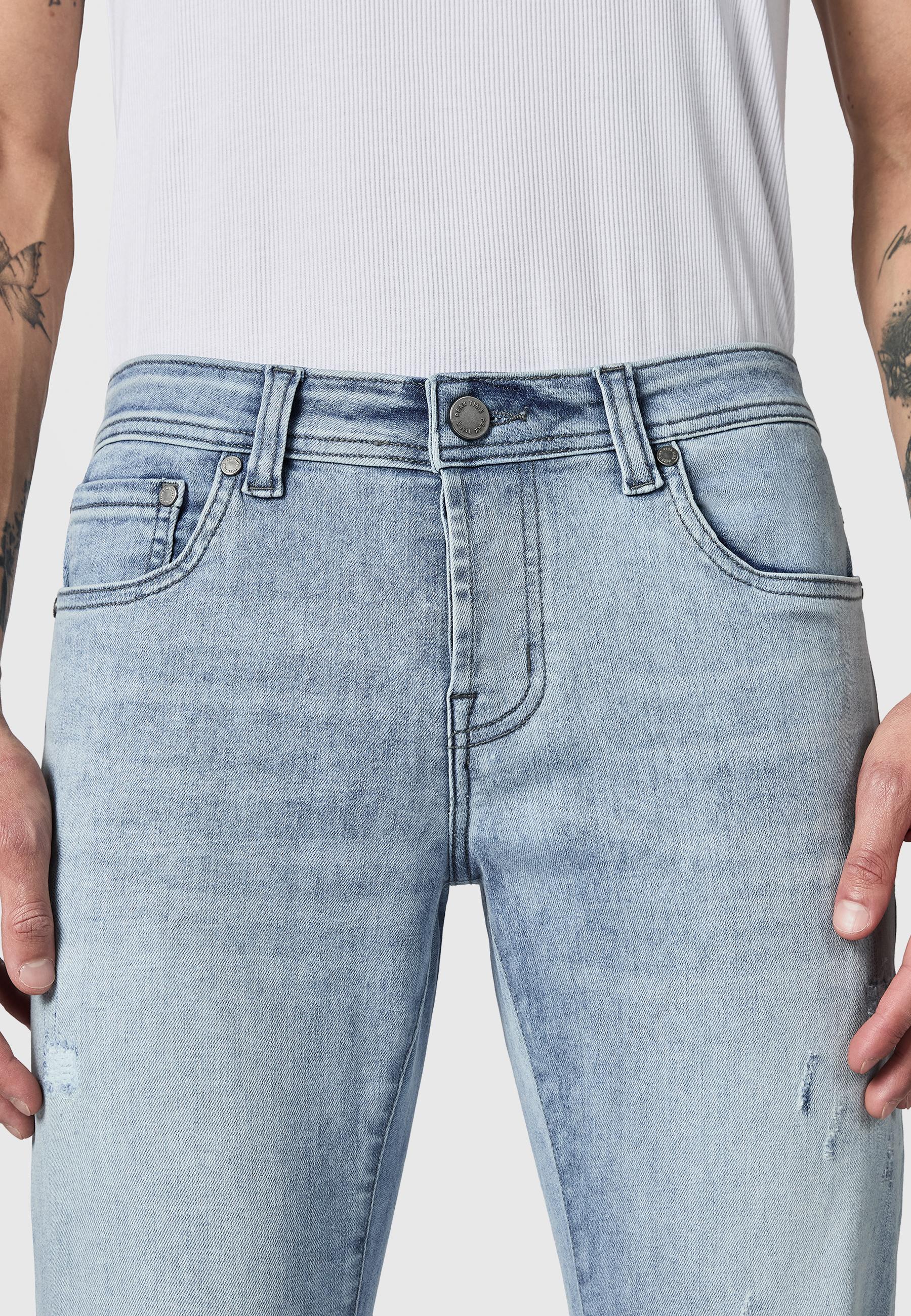 Destroyed Jeans "München" Slim Fit Light Blue