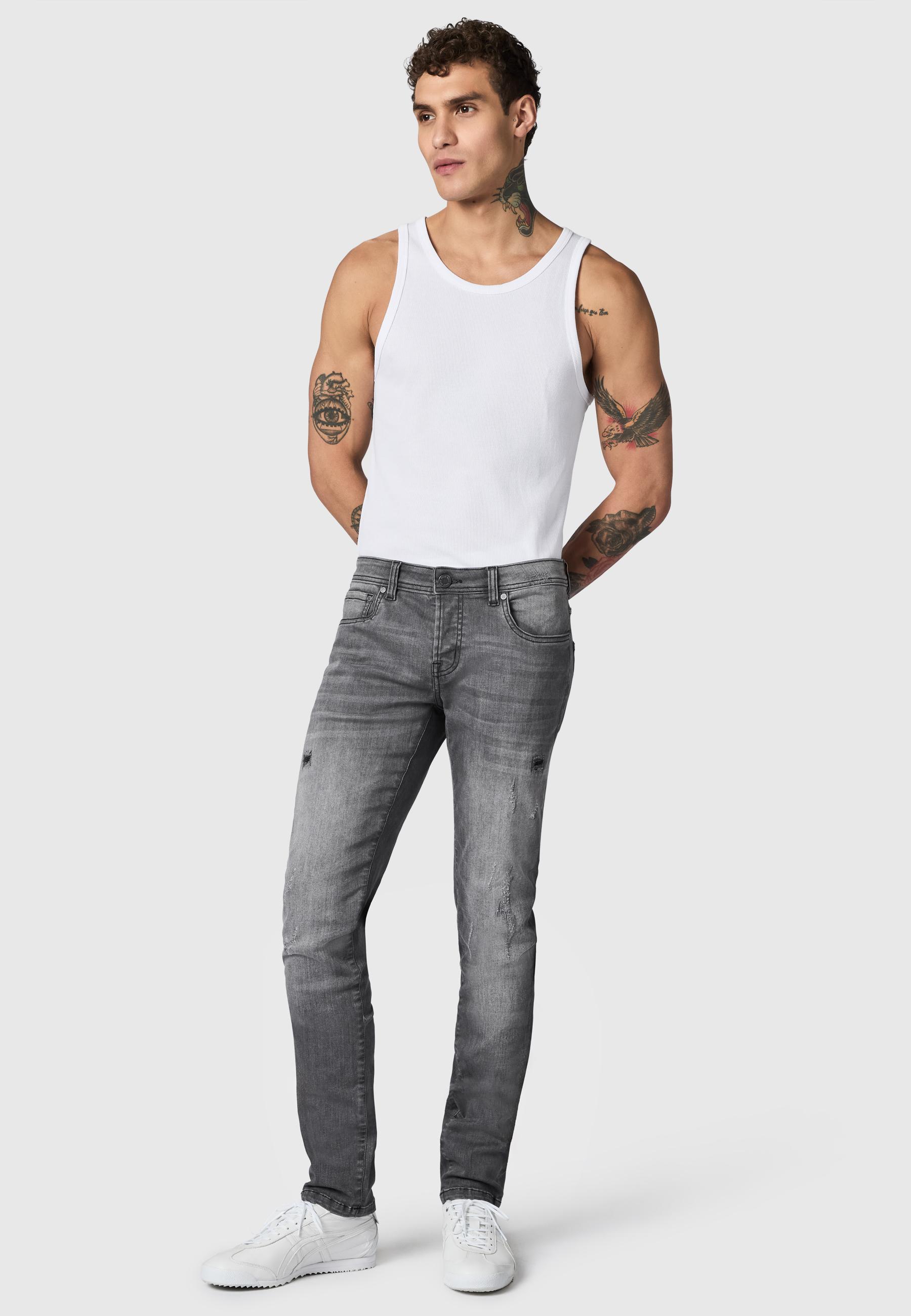 Destroyed Jeans "München" Slim Fit Light Grey