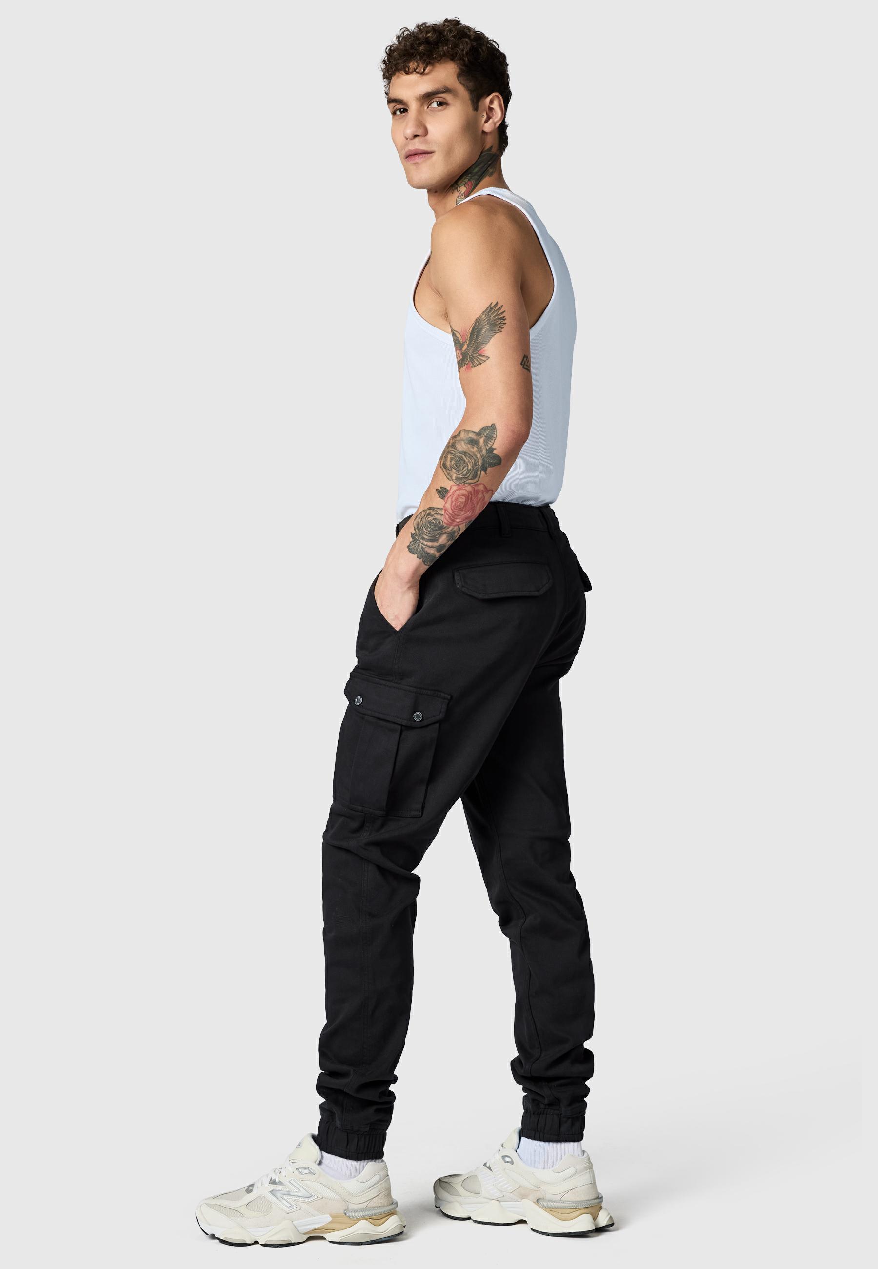 Lange Cargo-Hose "Siwas" Straight Fit Void Black